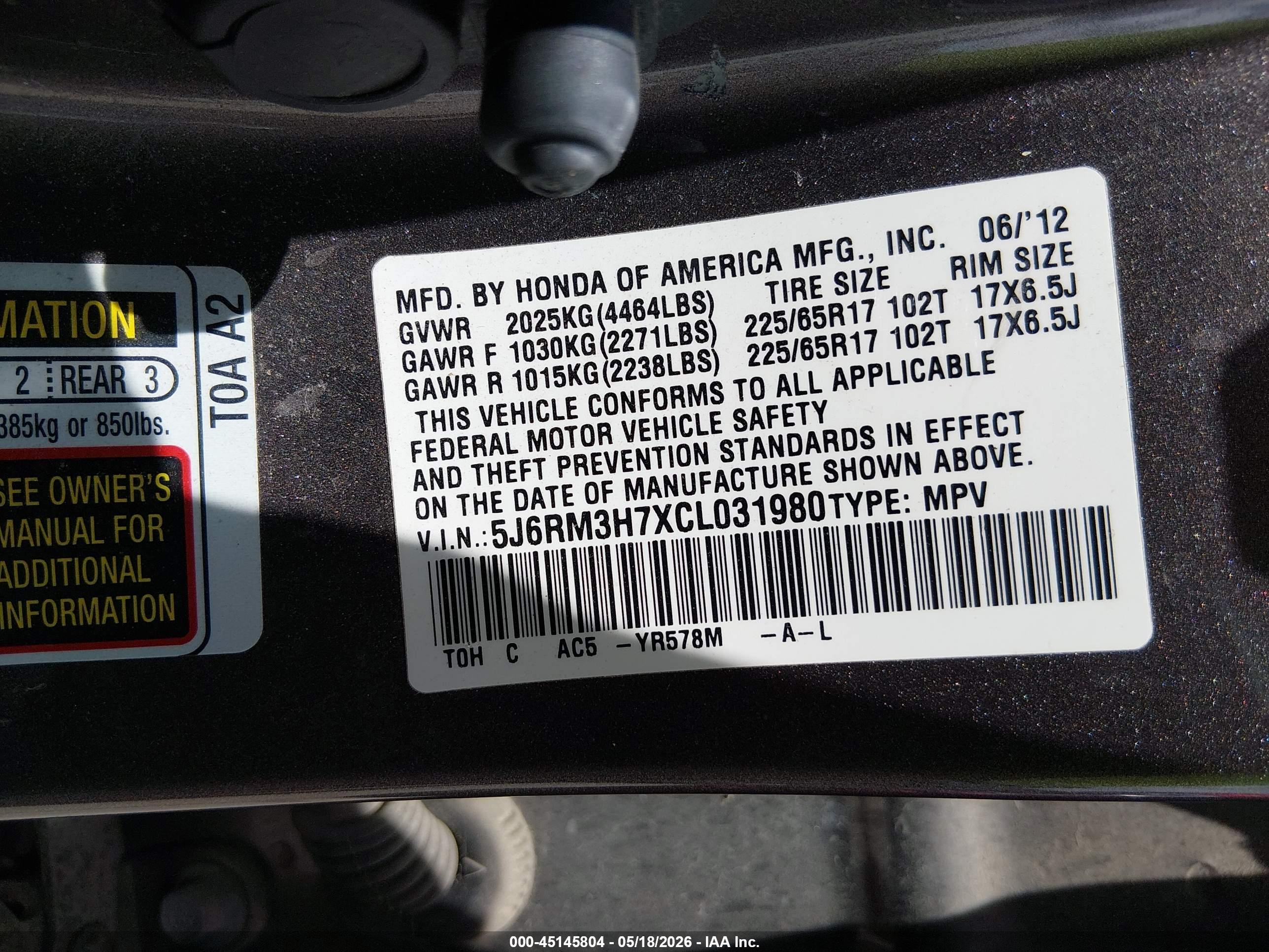 2012 Honda Cr-v Ex-l Brown vin: 5J6RM3H7XCL031980