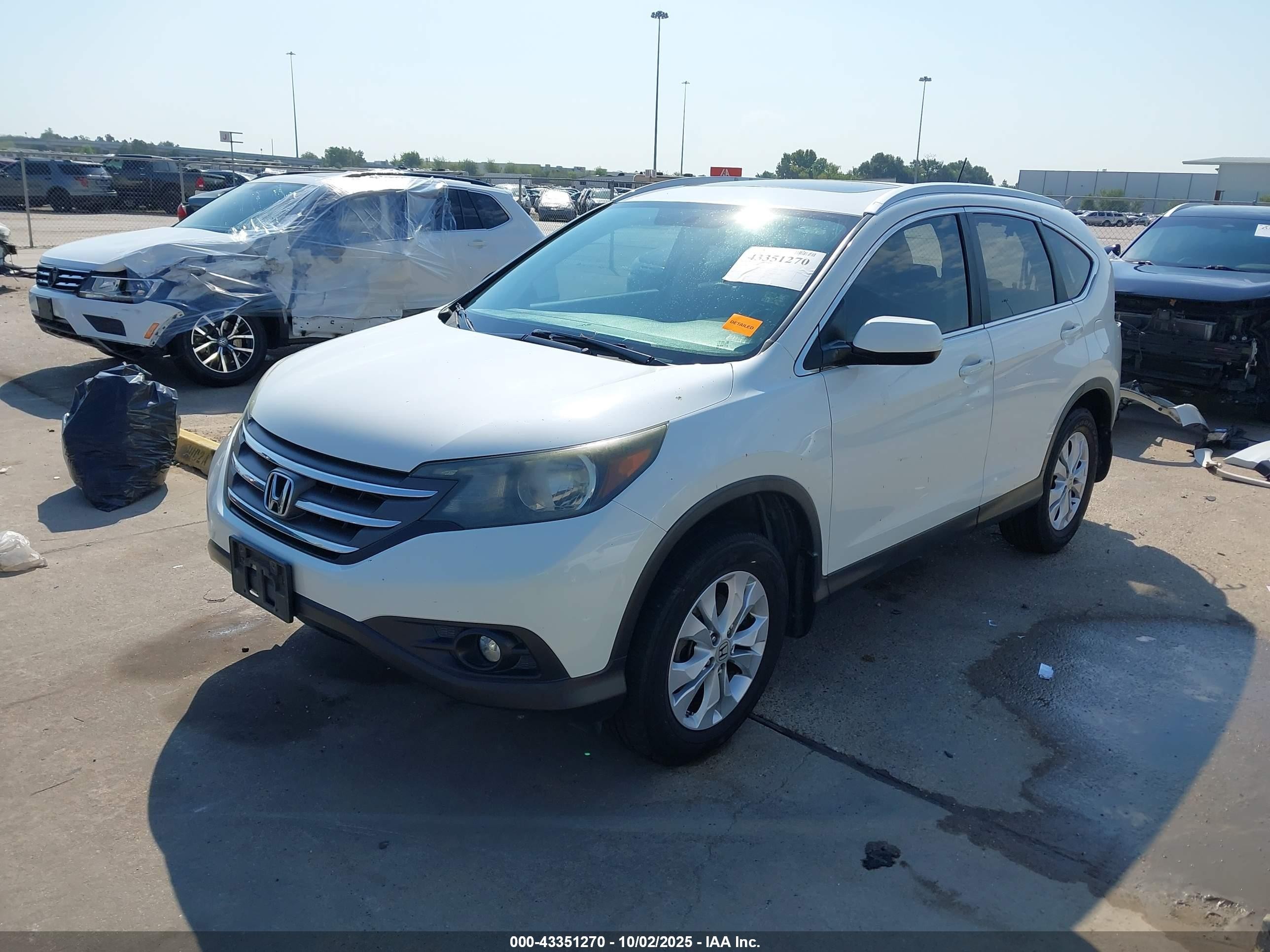 2013 Honda Cr-v Ex-l White vin: 5J6RM3H7XDL019698