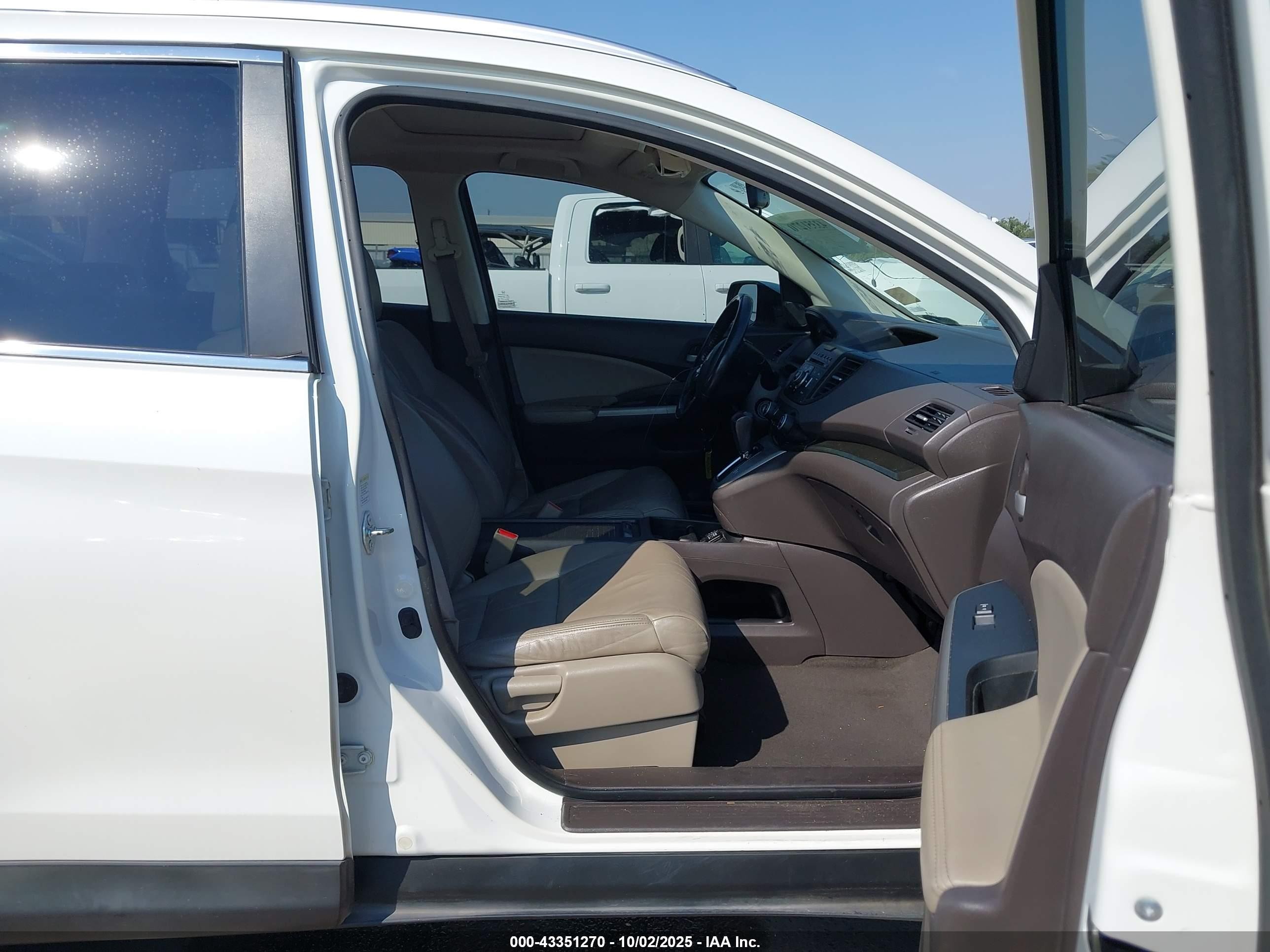 2013 Honda Cr-v Ex-l White vin: 5J6RM3H7XDL019698