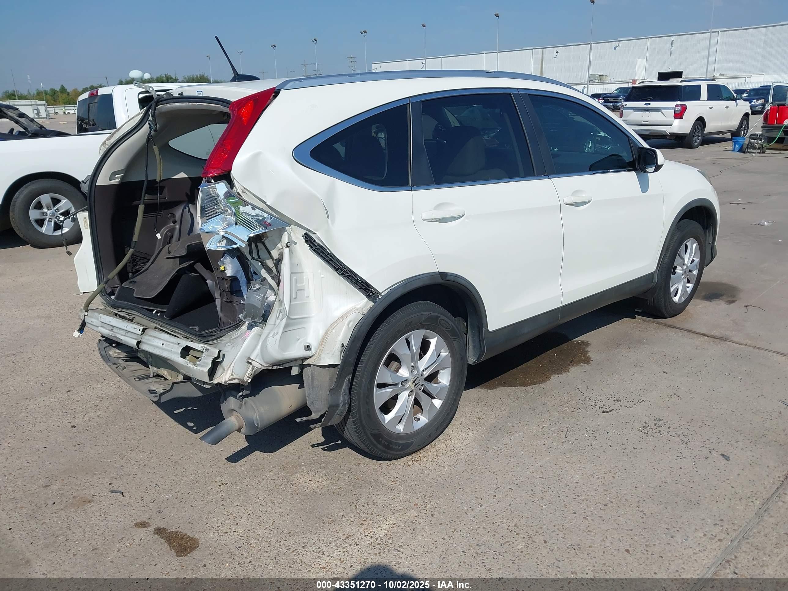 2013 Honda Cr-v Ex-l White vin: 5J6RM3H7XDL019698