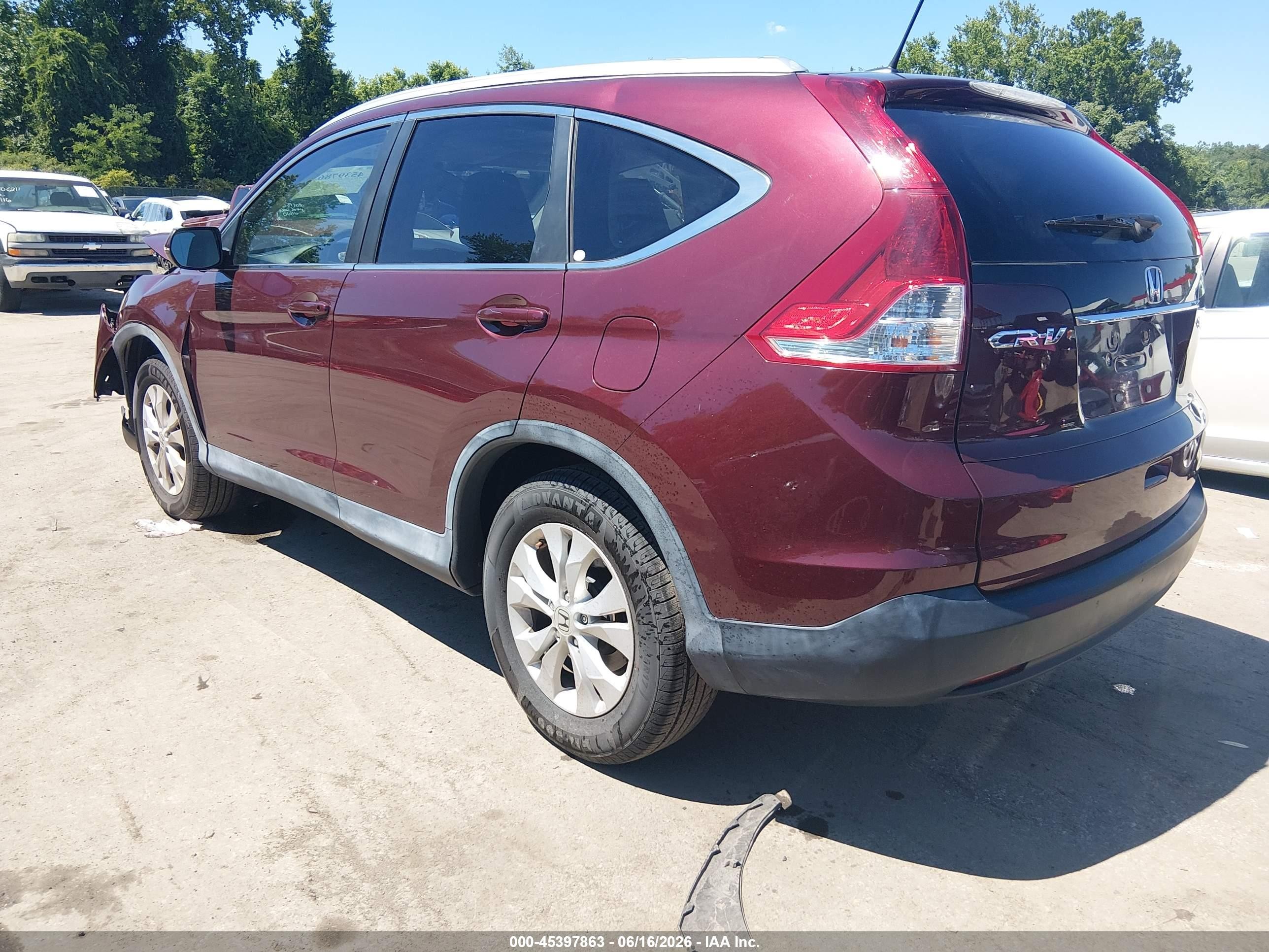 2013 Honda Cr-v Ex-l Burgundy vin: 5J6RM3H7XDL026974