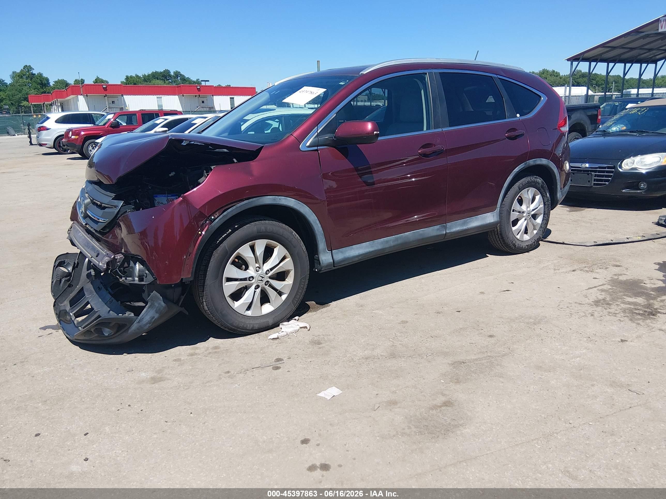 2013 Honda Cr-v Ex-l Burgundy vin: 5J6RM3H7XDL026974