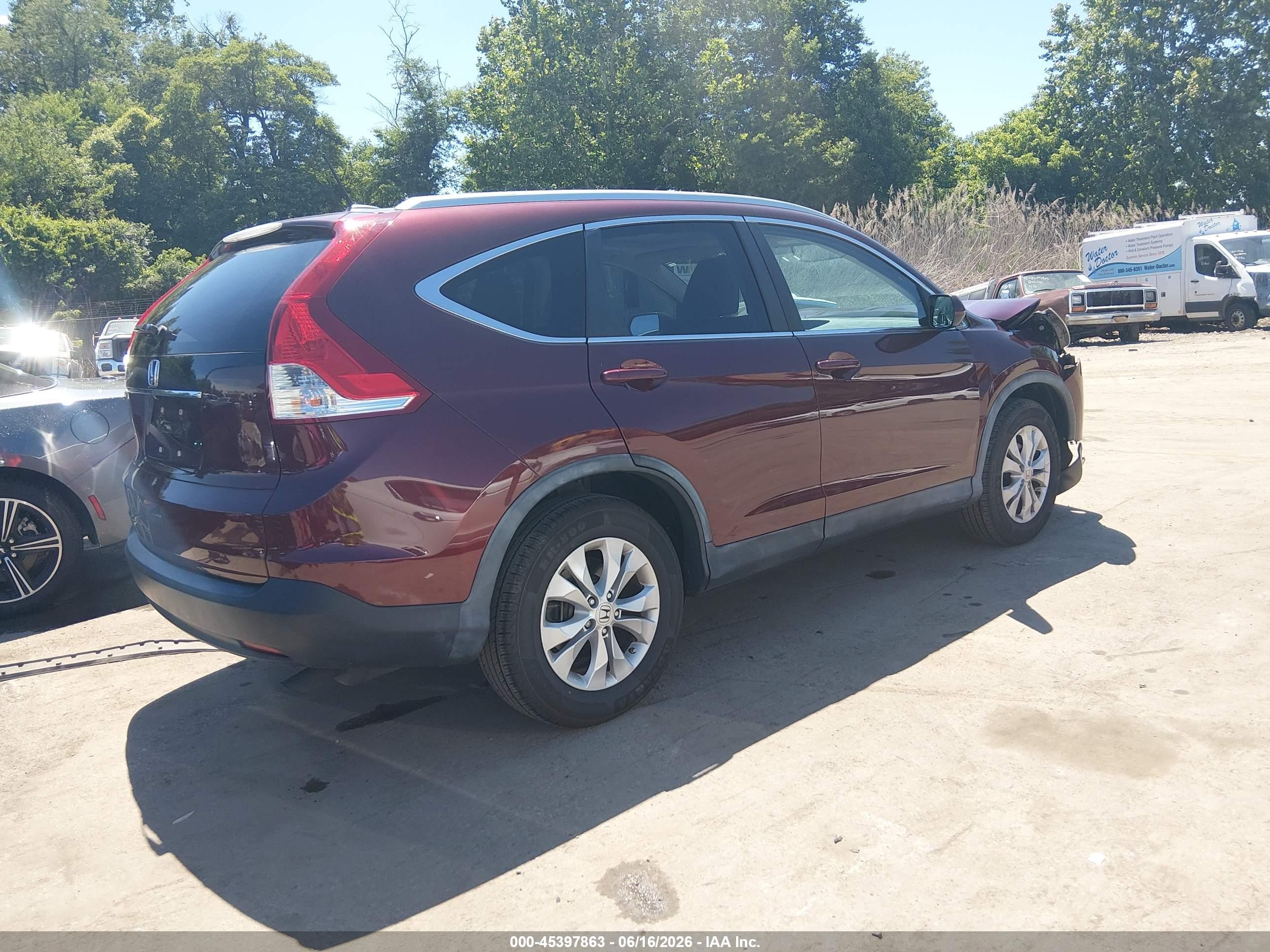 2013 Honda Cr-v Ex-l Burgundy vin: 5J6RM3H7XDL026974