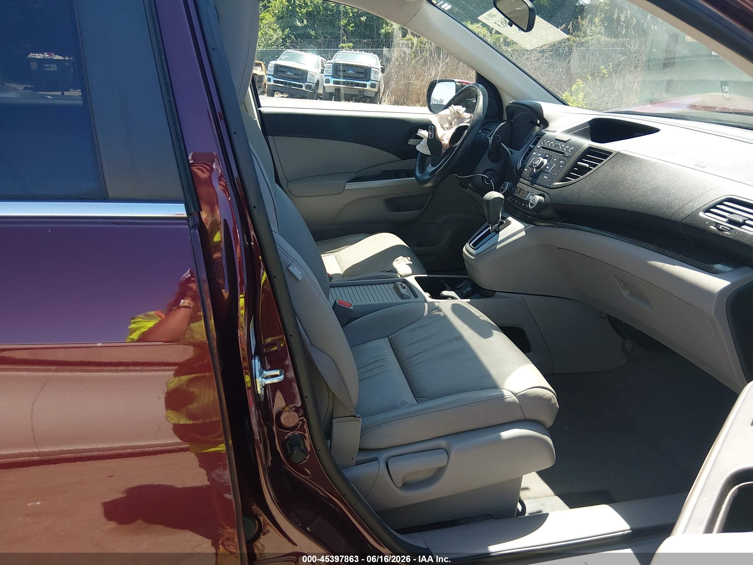 2013 Honda Cr-v Ex-l Burgundy vin: 5J6RM3H7XDL026974