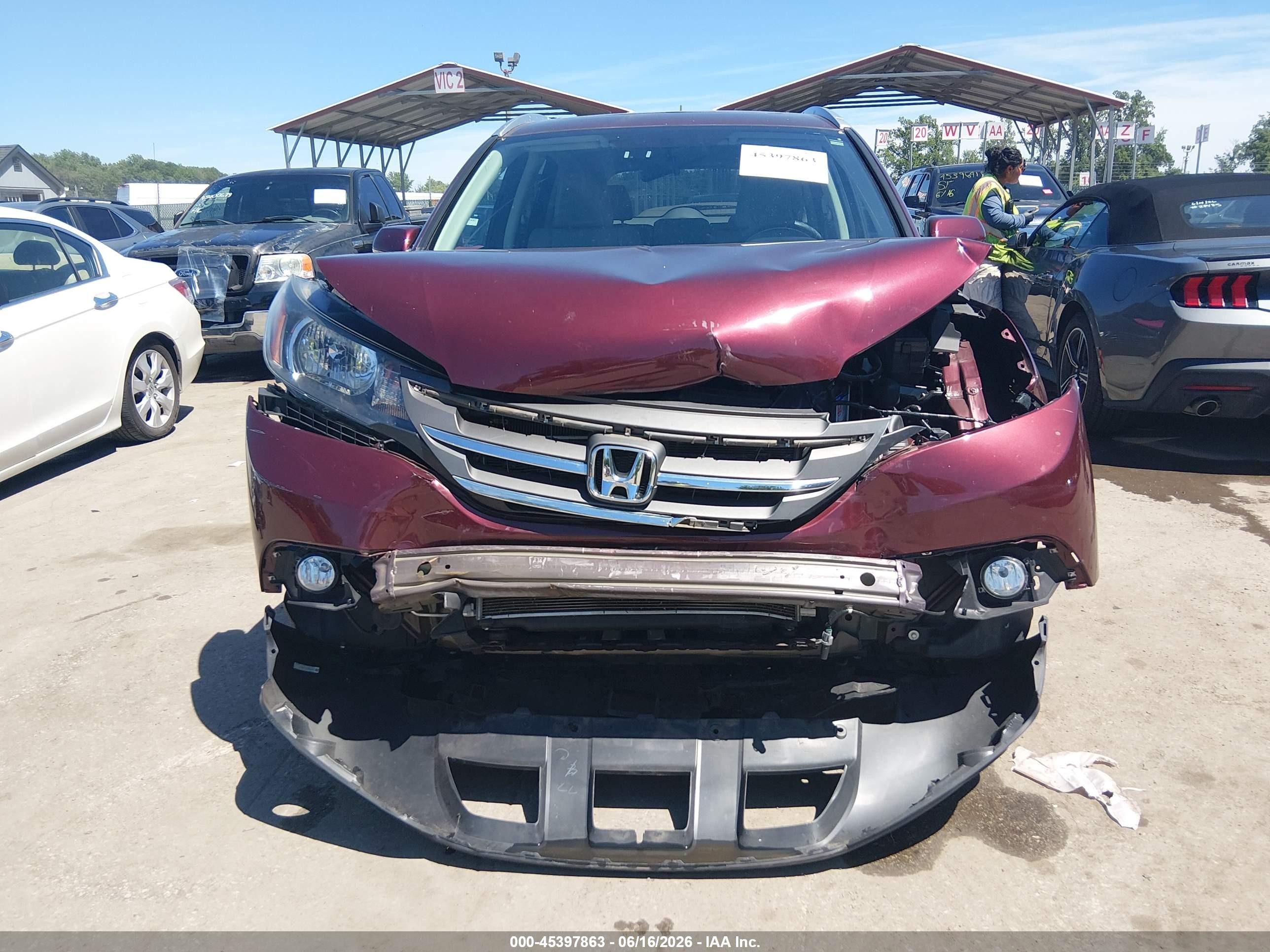 2013 Honda Cr-v Ex-l Burgundy vin: 5J6RM3H7XDL026974