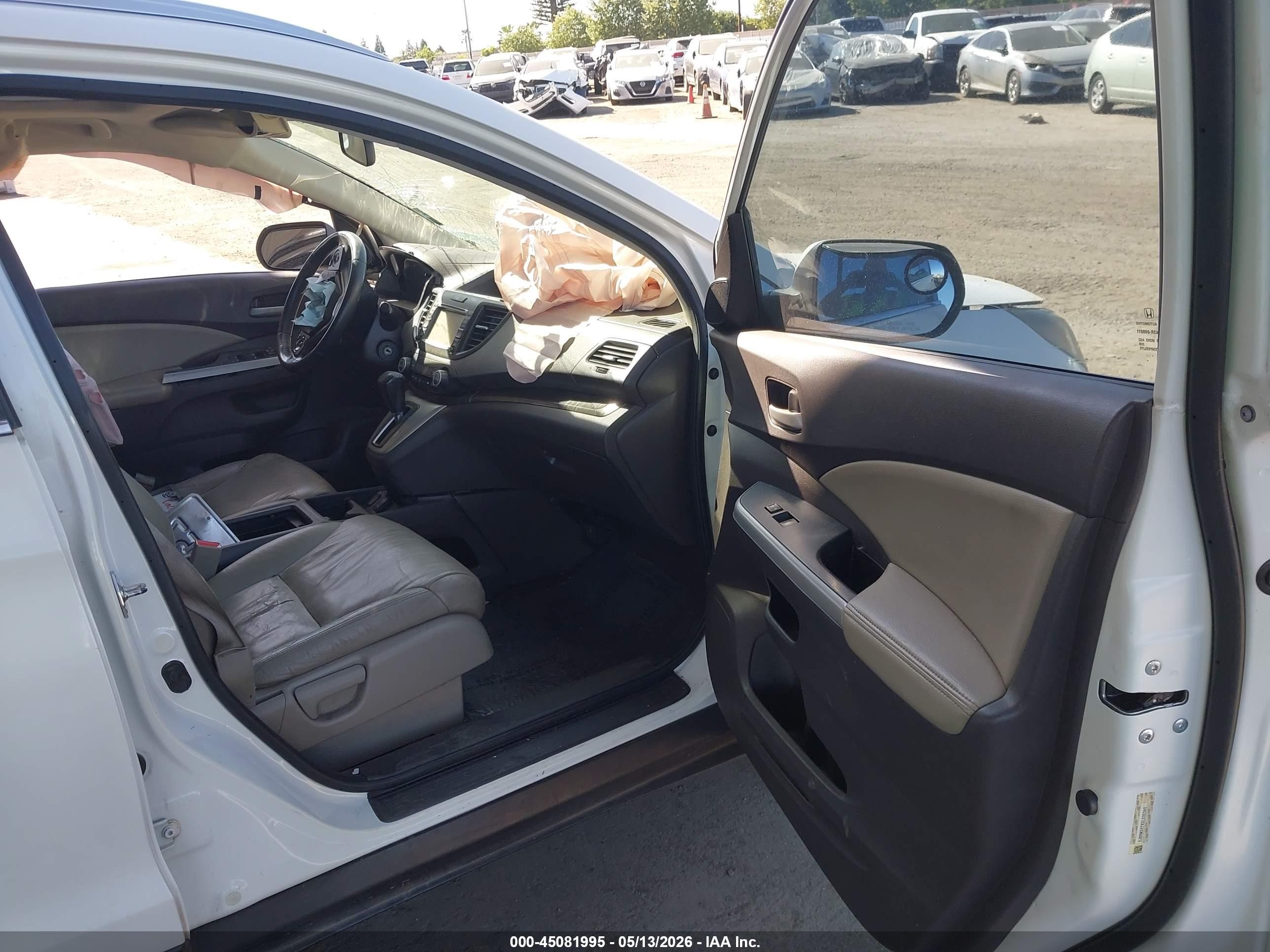 2013 Honda Cr-v Ex-l White vin: 5J6RM3H7XDL032340