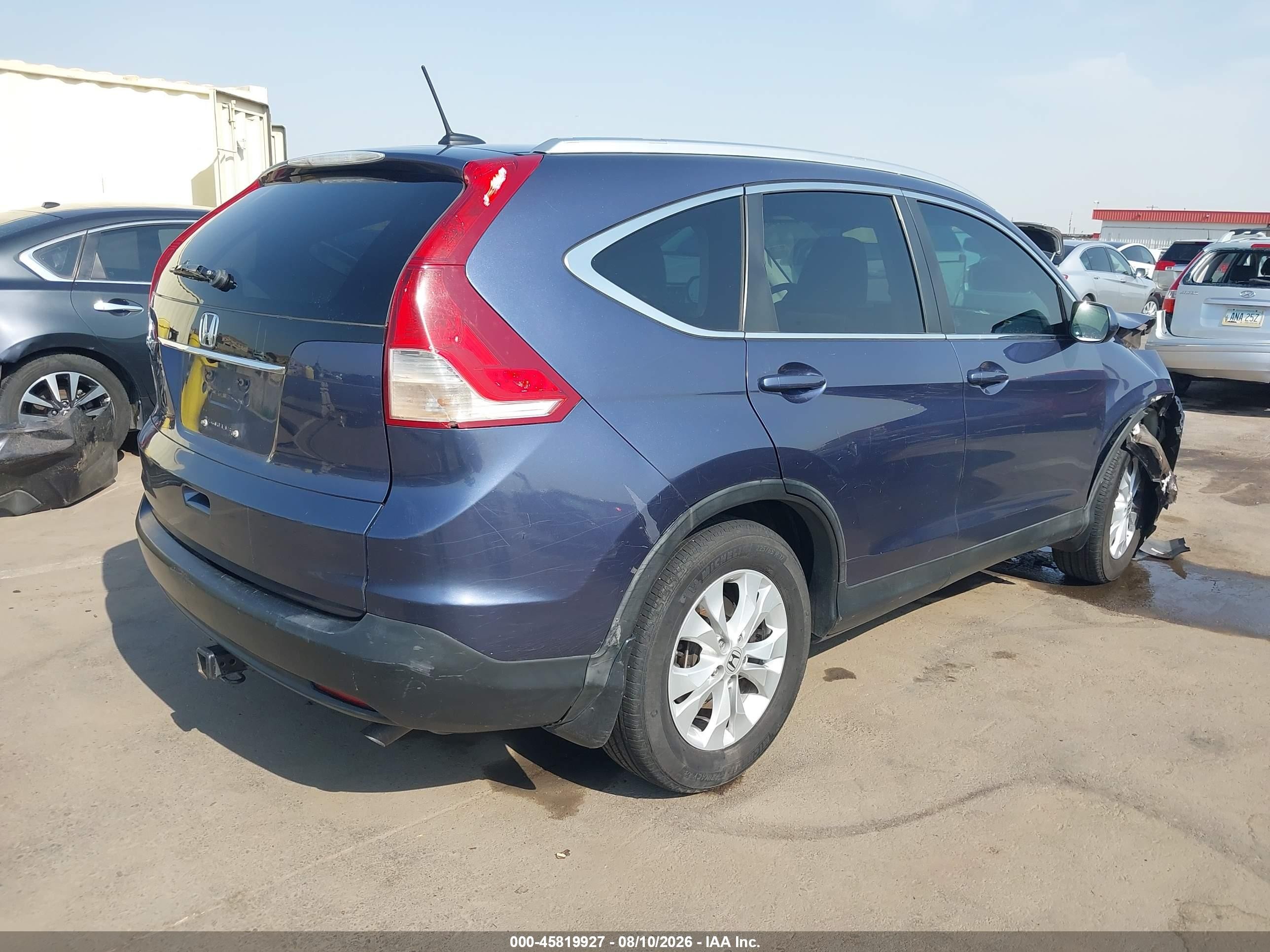 2013 Honda Cr-v Ex-l Blue vin: 5J6RM3H7XDL033147