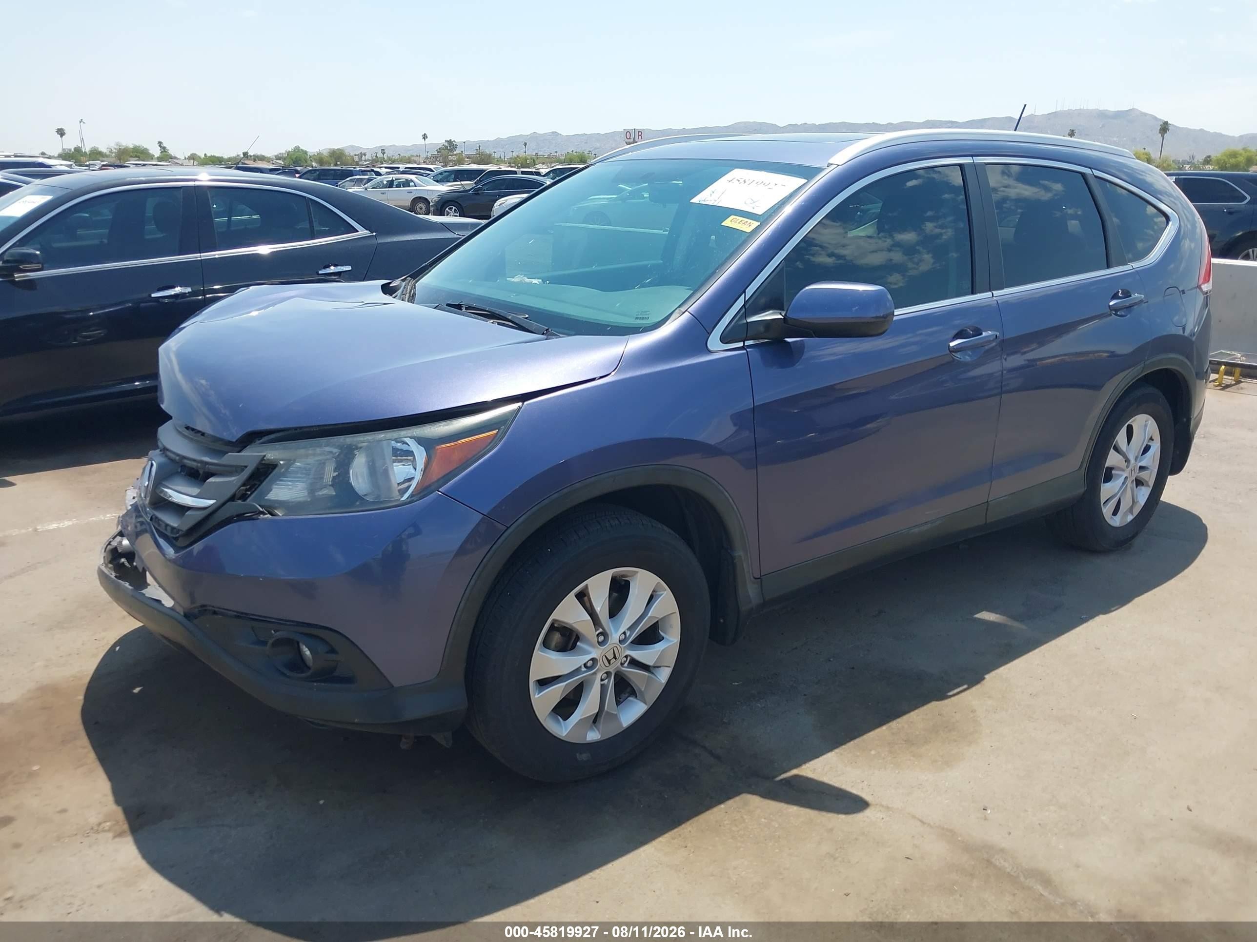 2013 Honda Cr-v Ex-l Blue vin: 5J6RM3H7XDL033147