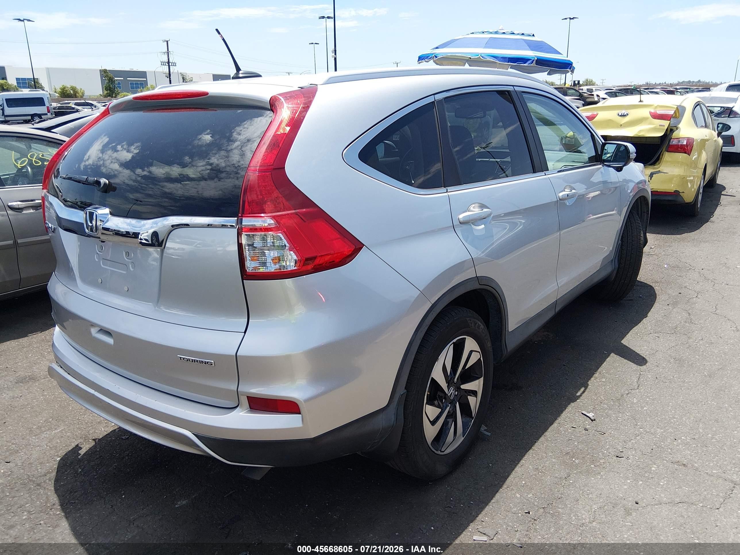 2015 Honda Cr-v Touring Silver vin: 5J6RM3H90FL017480