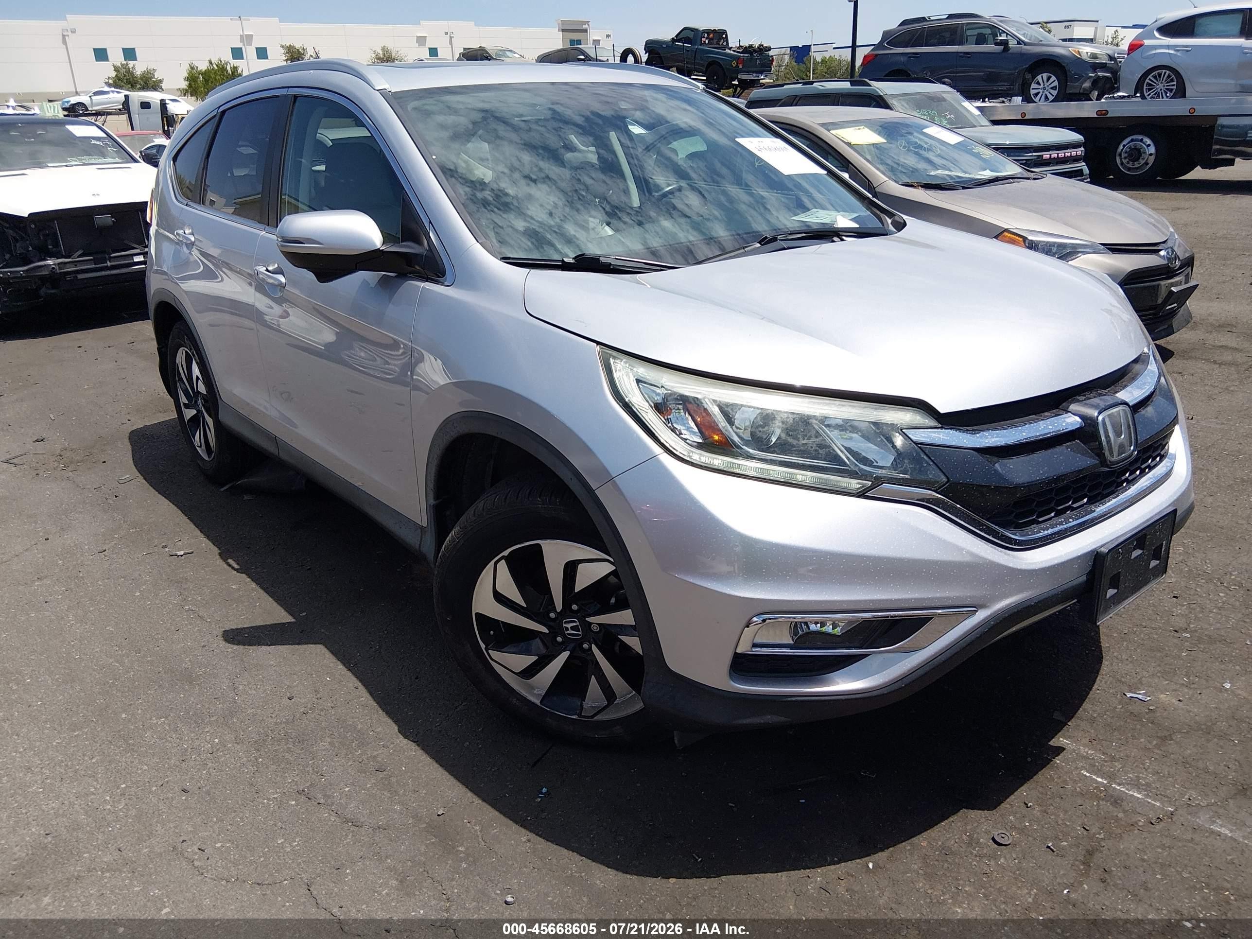 2015 Honda Cr-v Touring Silver vin: 5J6RM3H90FL017480