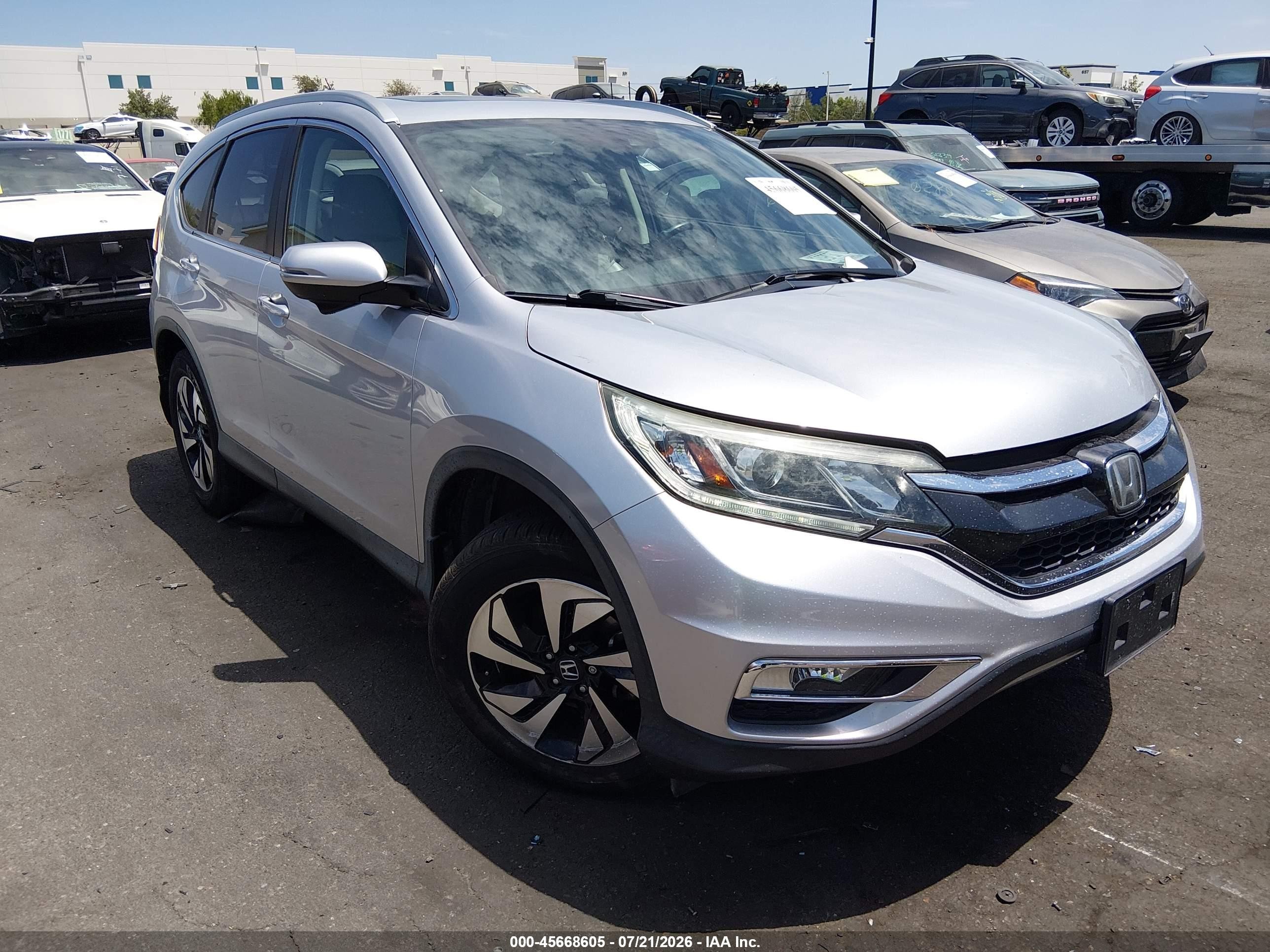 2015 Honda Cr-v Touring Silver vin: 5J6RM3H90FL017480