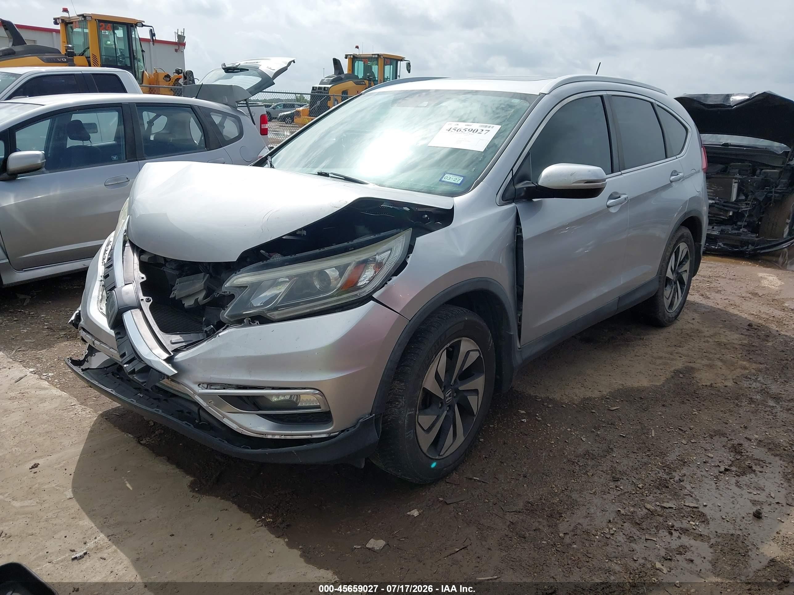 2015 Honda Cr-v Touring Silver vin: 5J6RM3H90FL019892