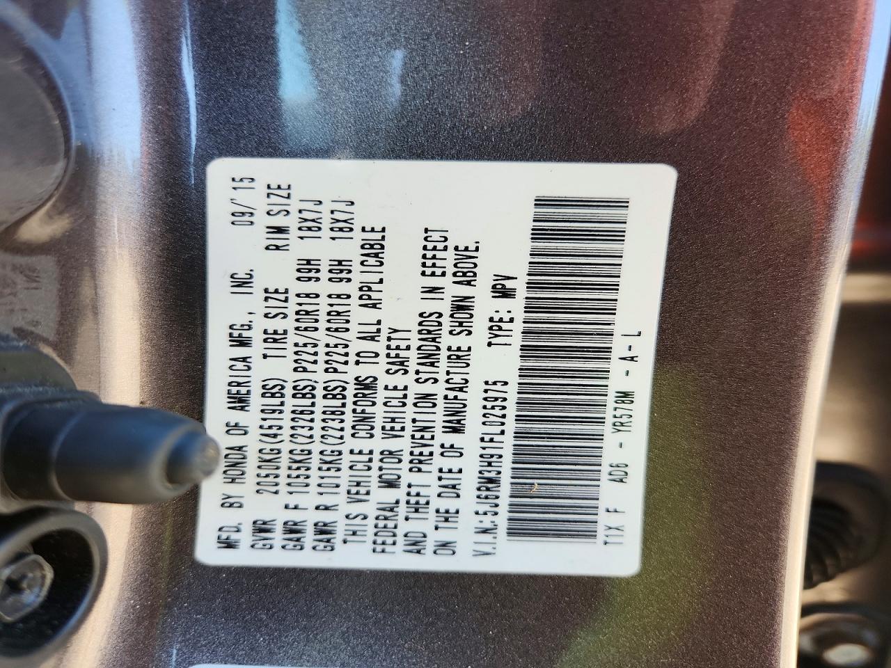 2015 Honda Cr-v Touring Gray vin: 5J6RM3H91FL025975