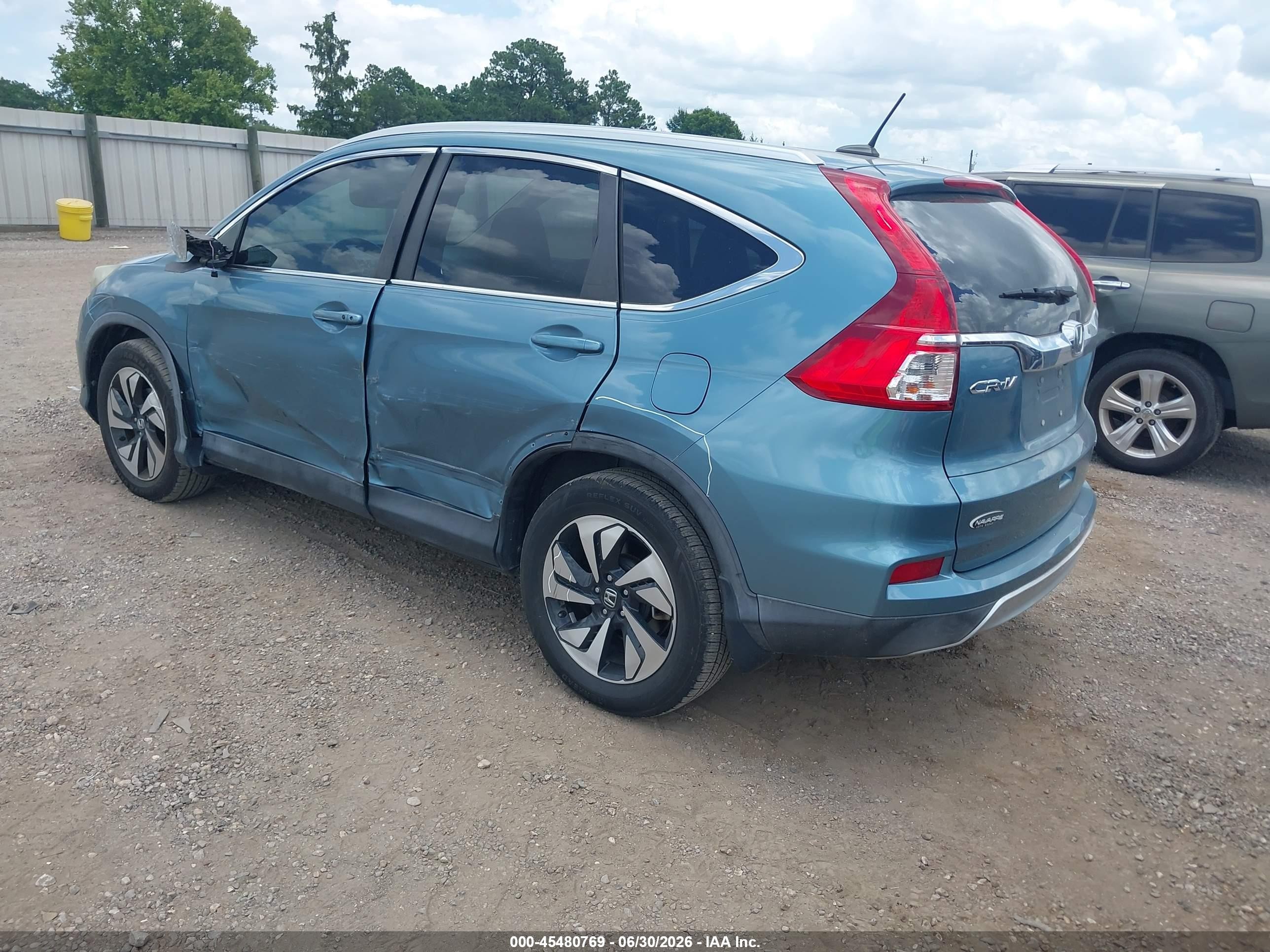 2015 Honda Cr-v Touring Blue vin: 5J6RM3H91FL026835