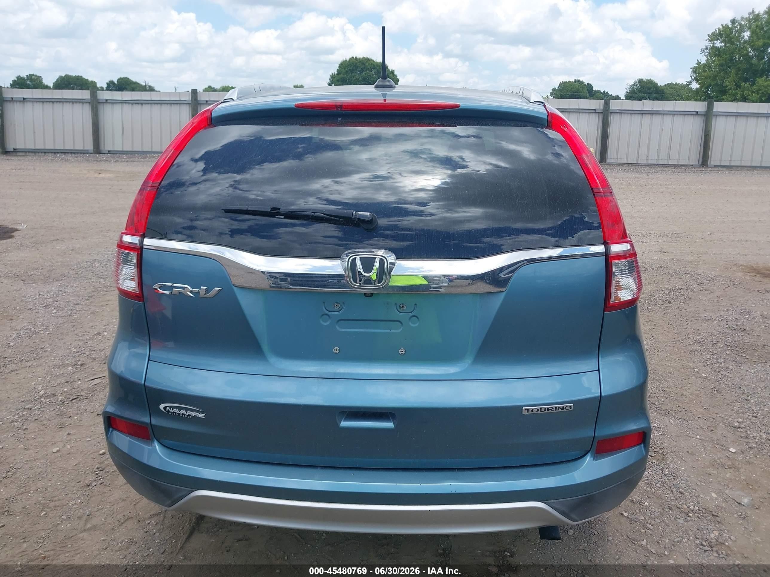 2015 Honda Cr-v Touring Blue vin: 5J6RM3H91FL026835