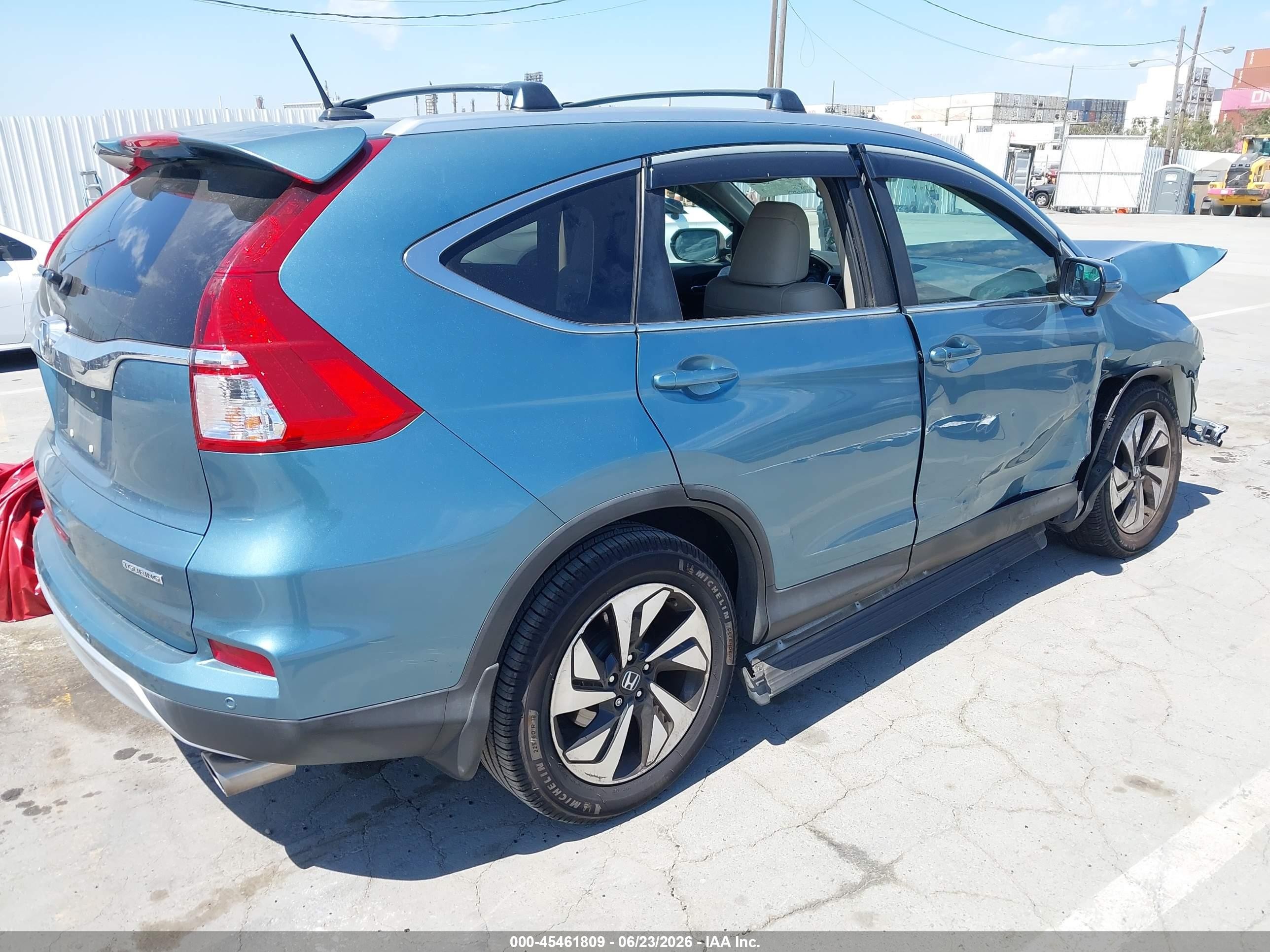 2015 Honda Cr-v Touring Blue vin: 5J6RM3H96FL016804