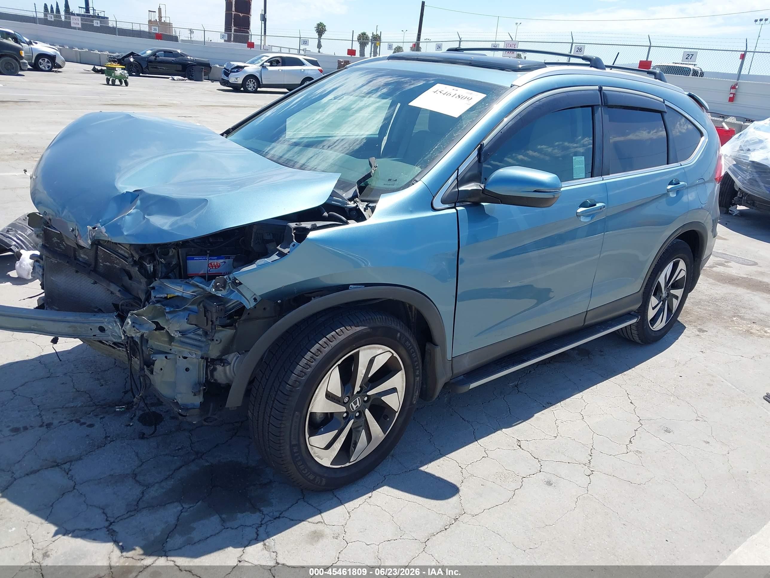 2015 Honda Cr-v Touring Blue vin: 5J6RM3H96FL016804