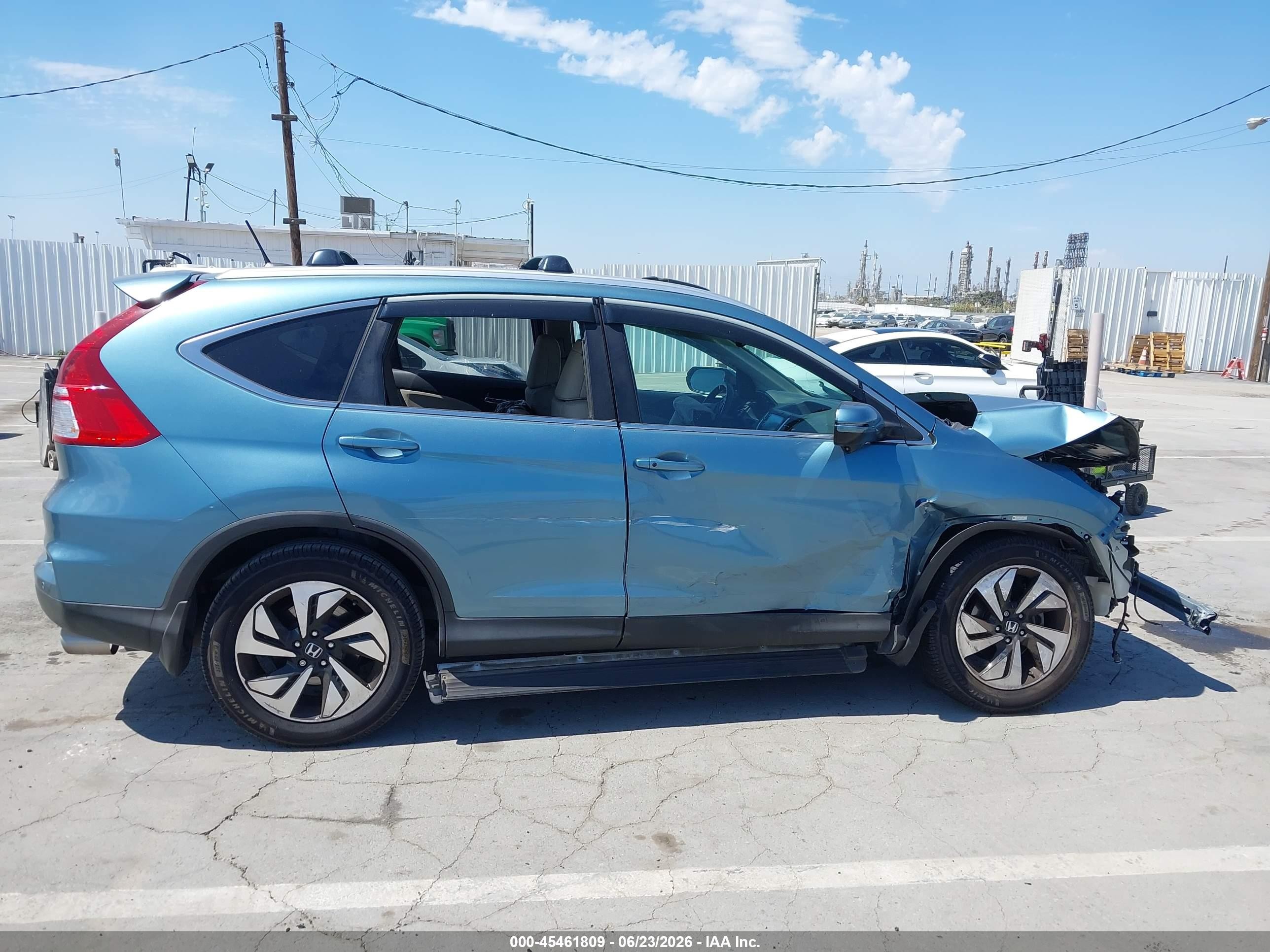 2015 Honda Cr-v Touring Blue vin: 5J6RM3H96FL016804