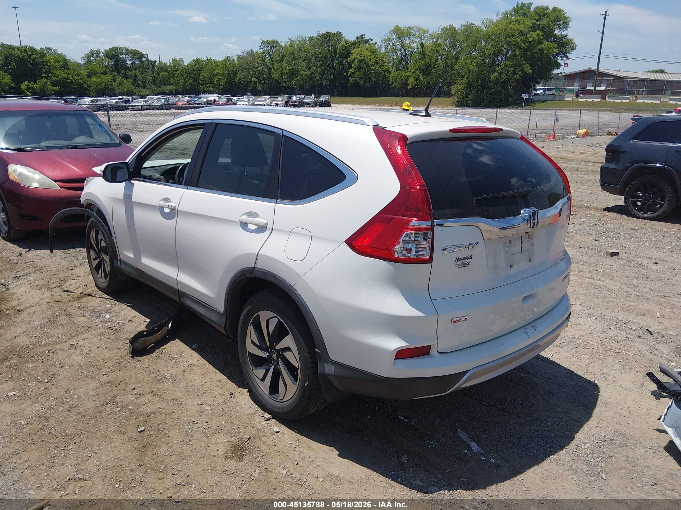 2015 Honda Cr-v Touring White vin: 5J6RM3H99FL025707