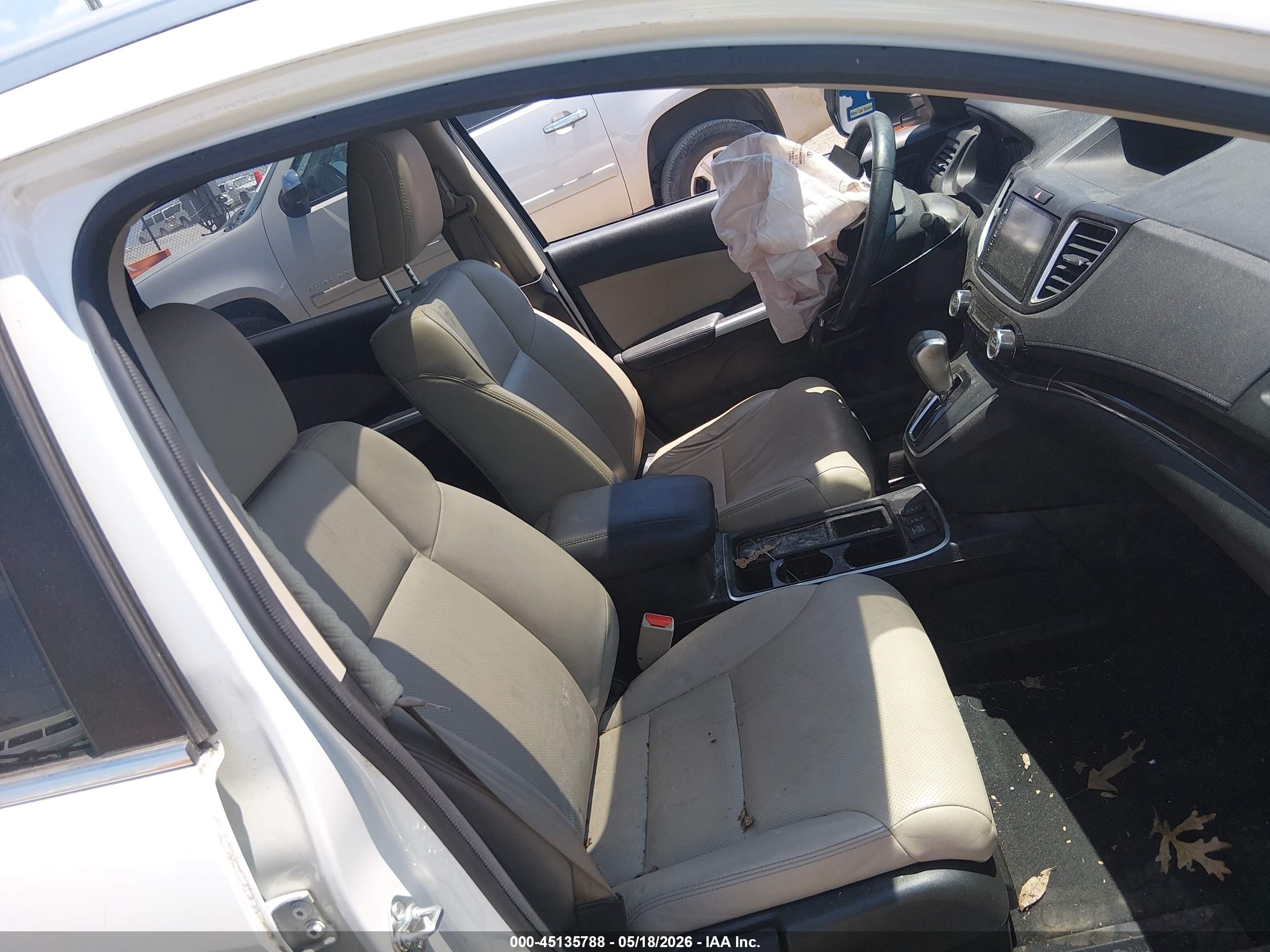 2015 Honda Cr-v Touring White vin: 5J6RM3H99FL025707