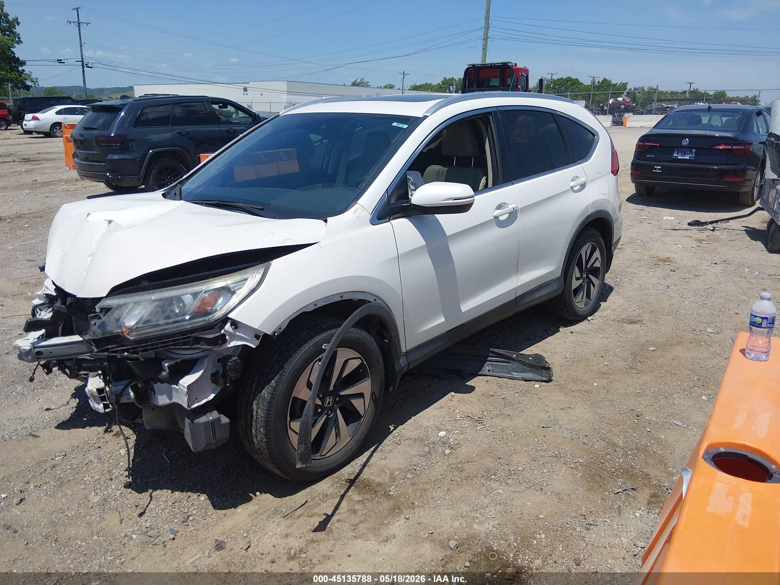 2015 Honda Cr-v Touring White vin: 5J6RM3H99FL025707