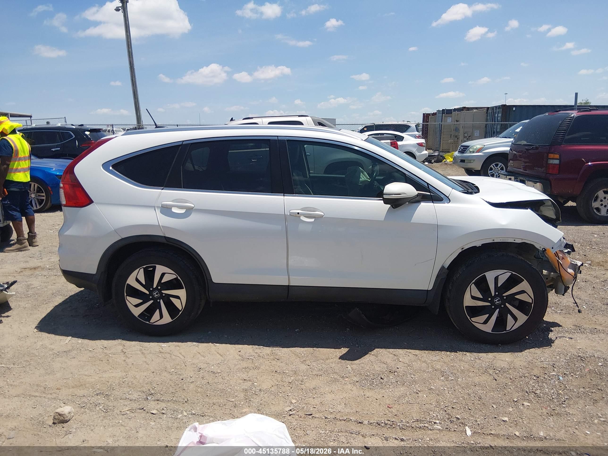 2015 Honda Cr-v Touring White vin: 5J6RM3H99FL025707