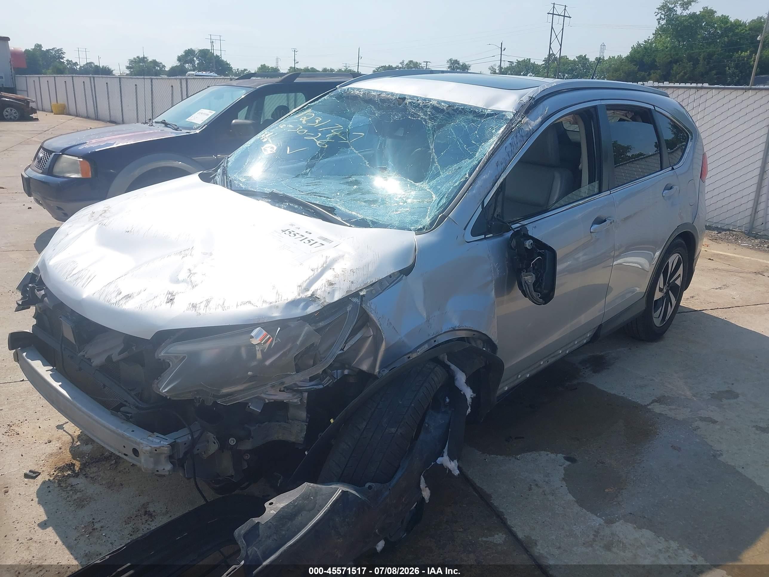 2015 Honda Cr-v Touring Gray vin: 5J6RM3H9XFL019091