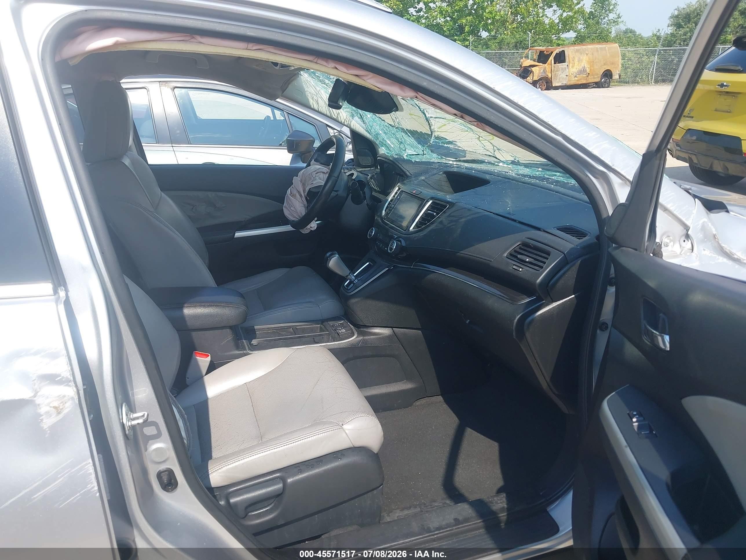 2015 Honda Cr-v Touring Gray vin: 5J6RM3H9XFL019091