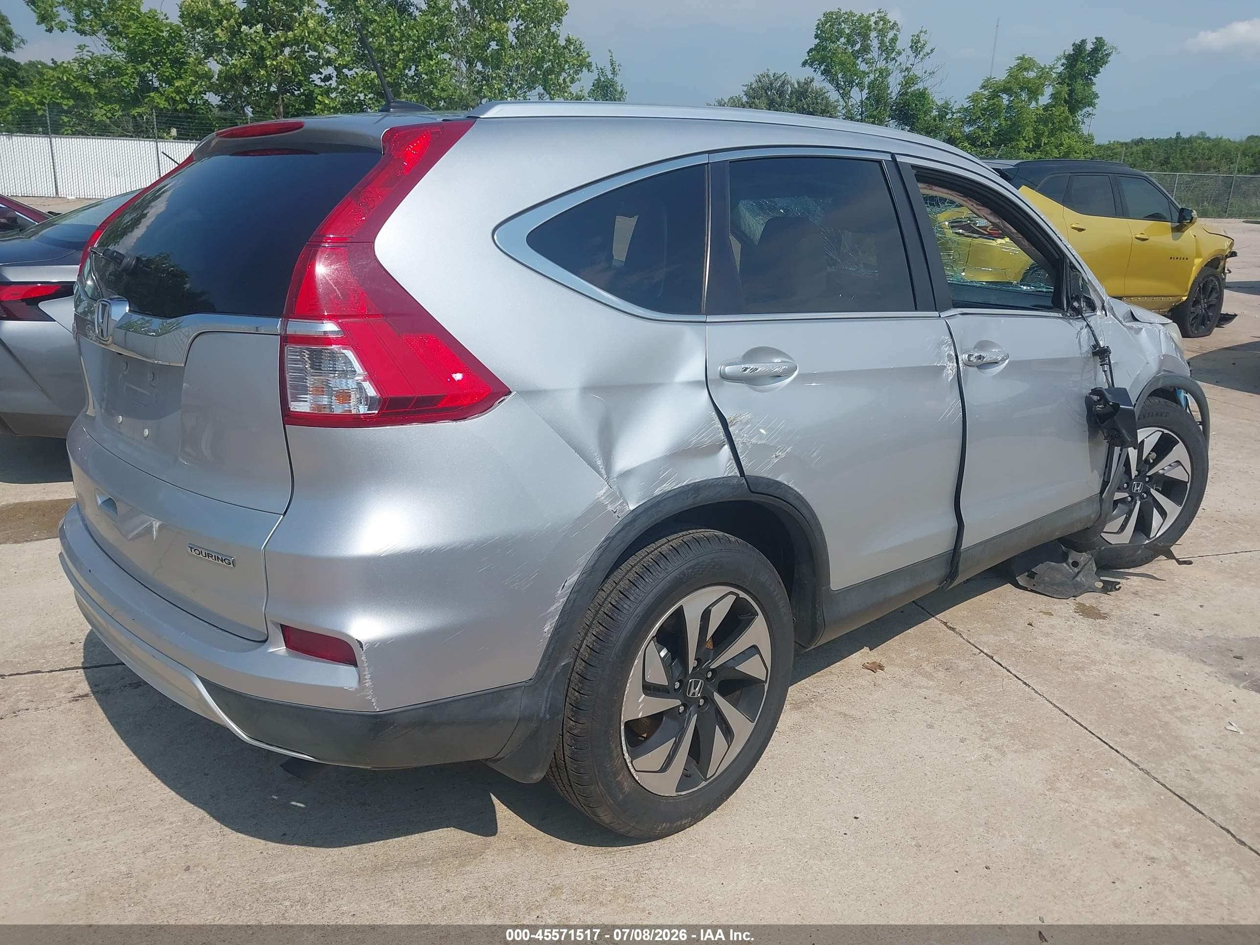 2015 Honda Cr-v Touring Gray vin: 5J6RM3H9XFL019091
