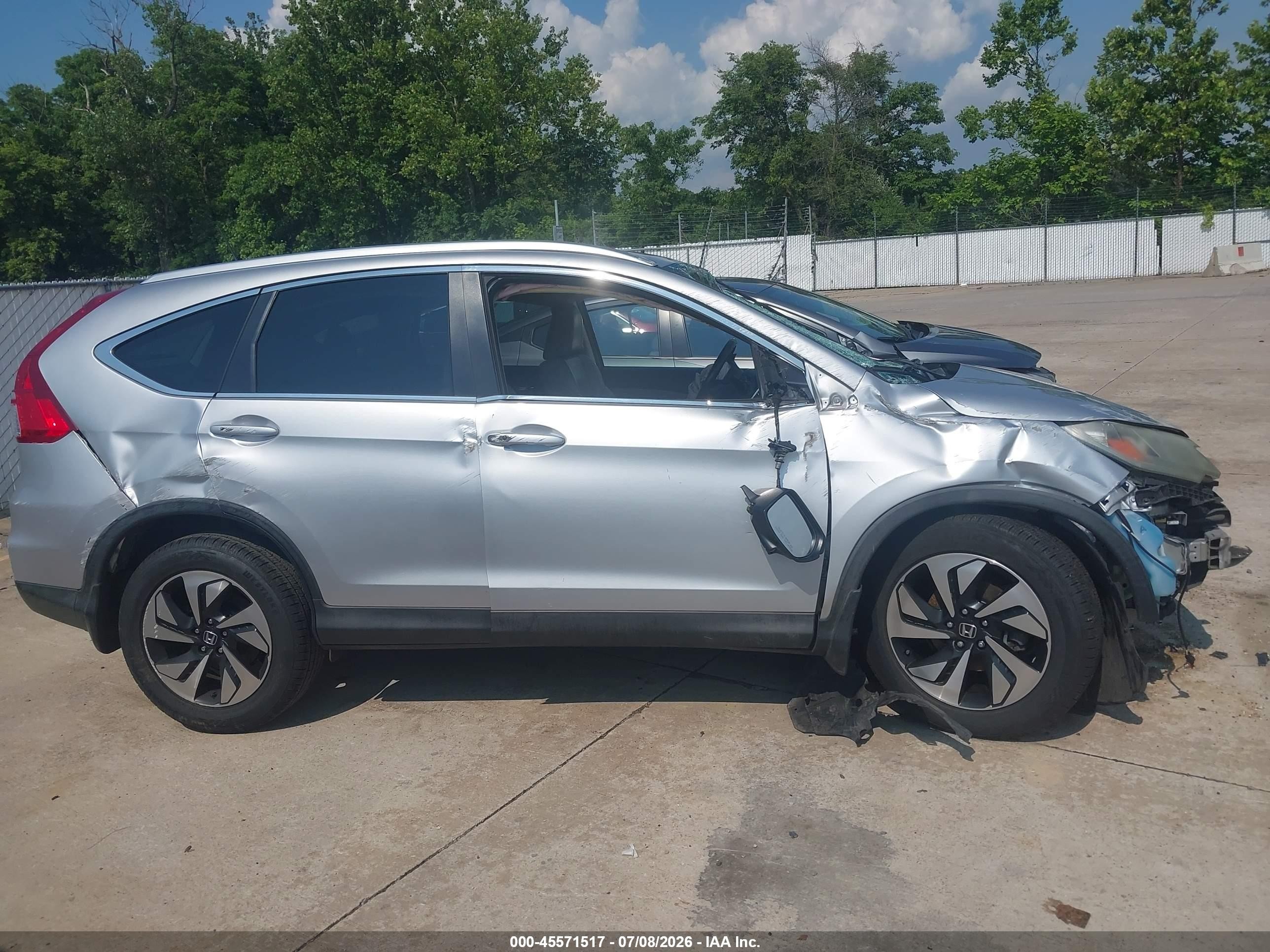 2015 Honda Cr-v Touring Gray vin: 5J6RM3H9XFL019091