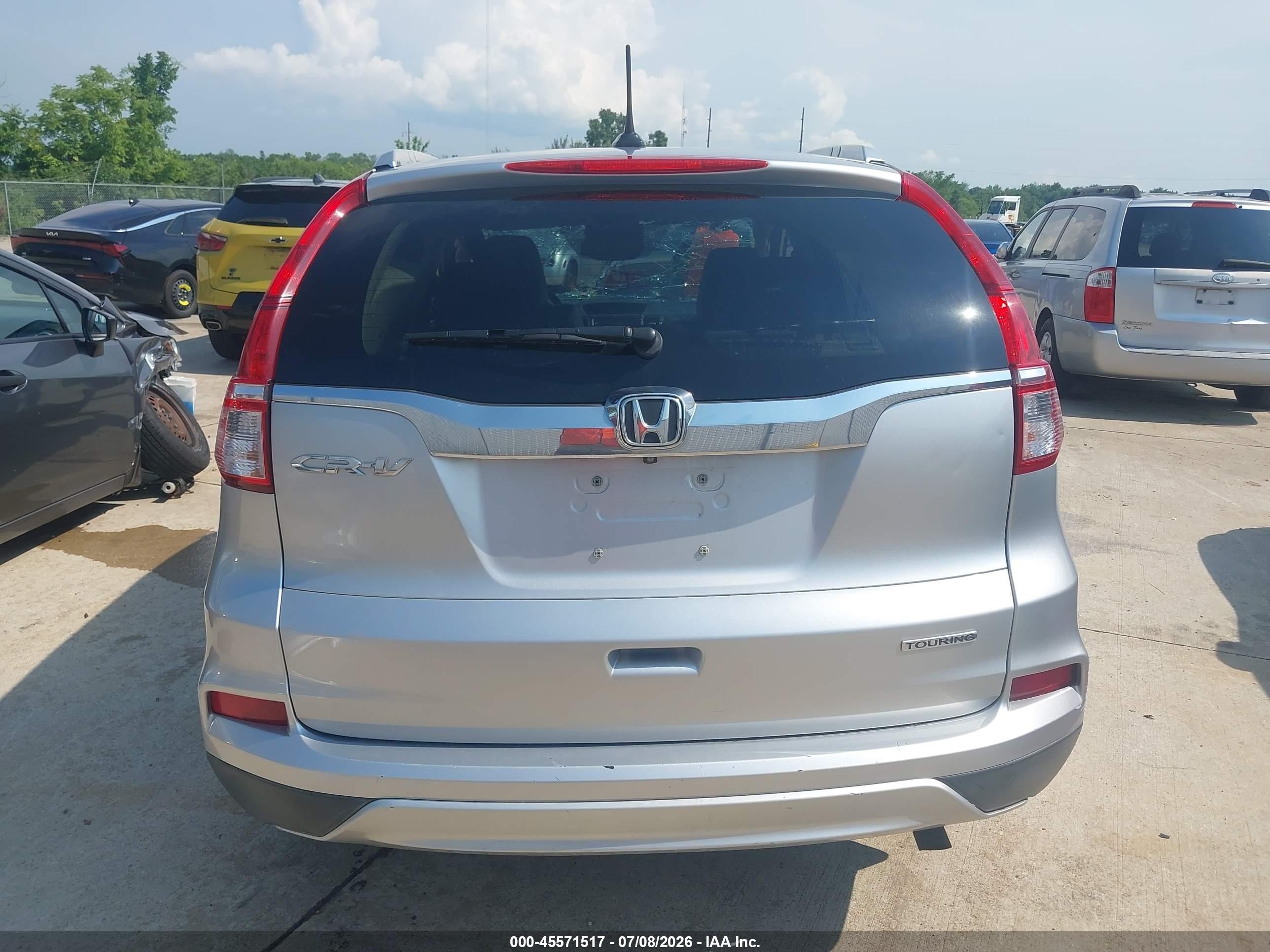 2015 Honda Cr-v Touring Gray vin: 5J6RM3H9XFL019091