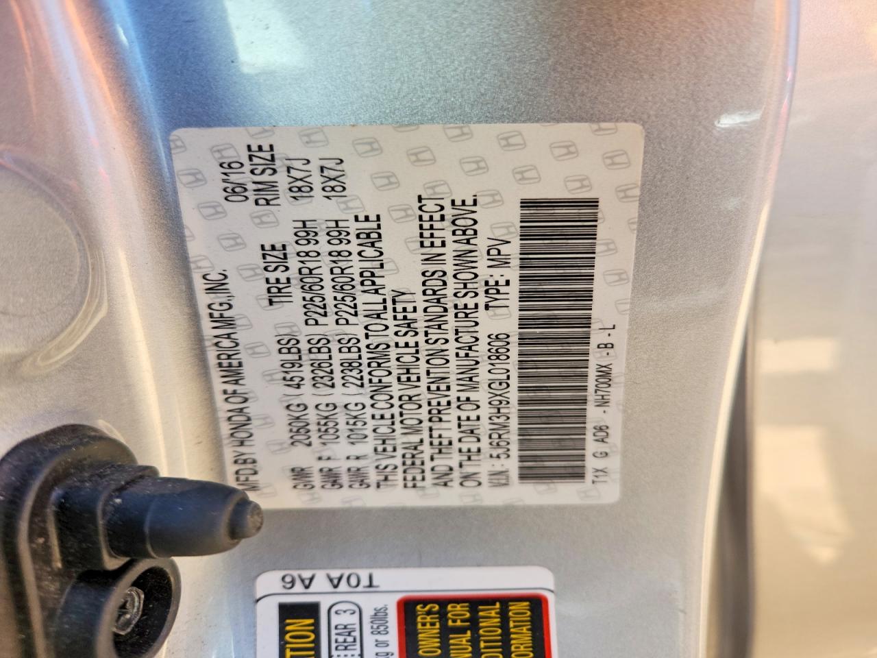 2016 Honda Cr-v Touring Silver vin: 5J6RM3H9XGL018606
