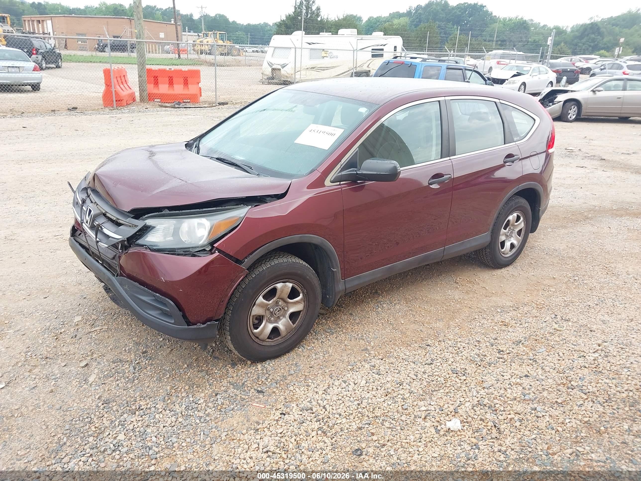 2012 Honda Cr-v Lx Burgundy vin: 5J6RM4H30CL046605