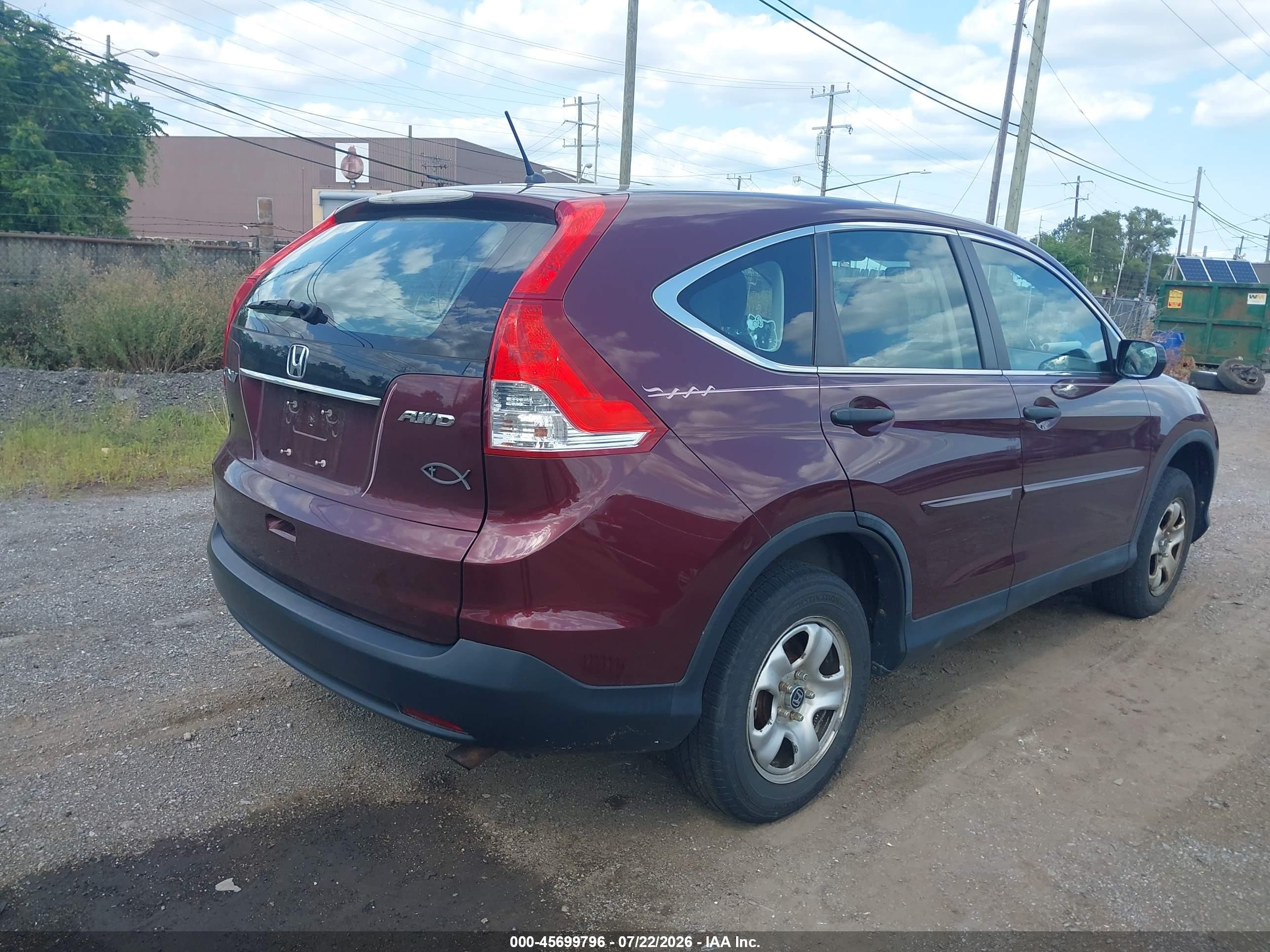 2012 Honda Cr-v Lx Purple vin: 5J6RM4H30CL078809