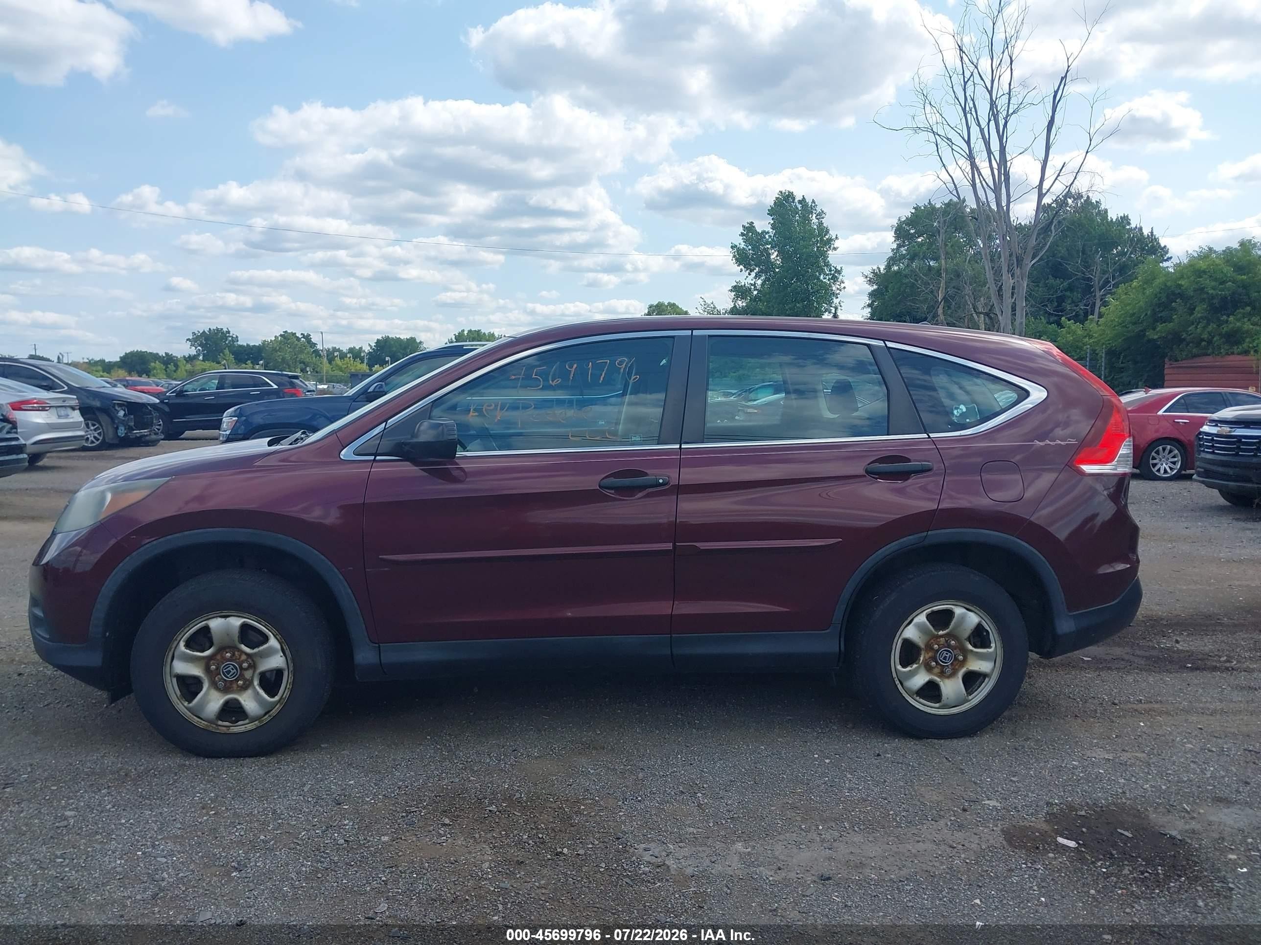 2012 Honda Cr-v Lx Purple vin: 5J6RM4H30CL078809