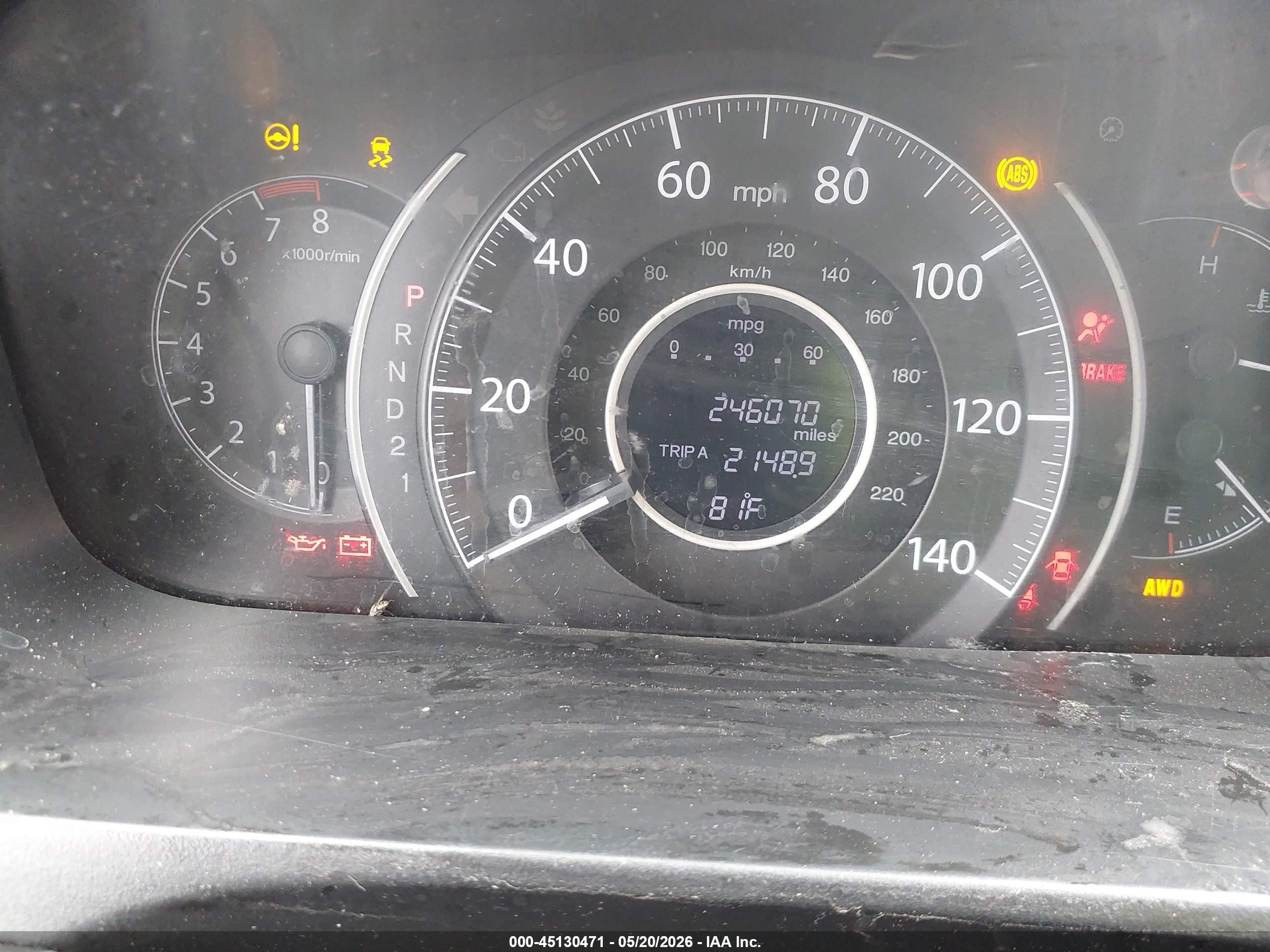 2014 Honda Cr-v Lx Gray vin: 5J6RM4H30EL056554