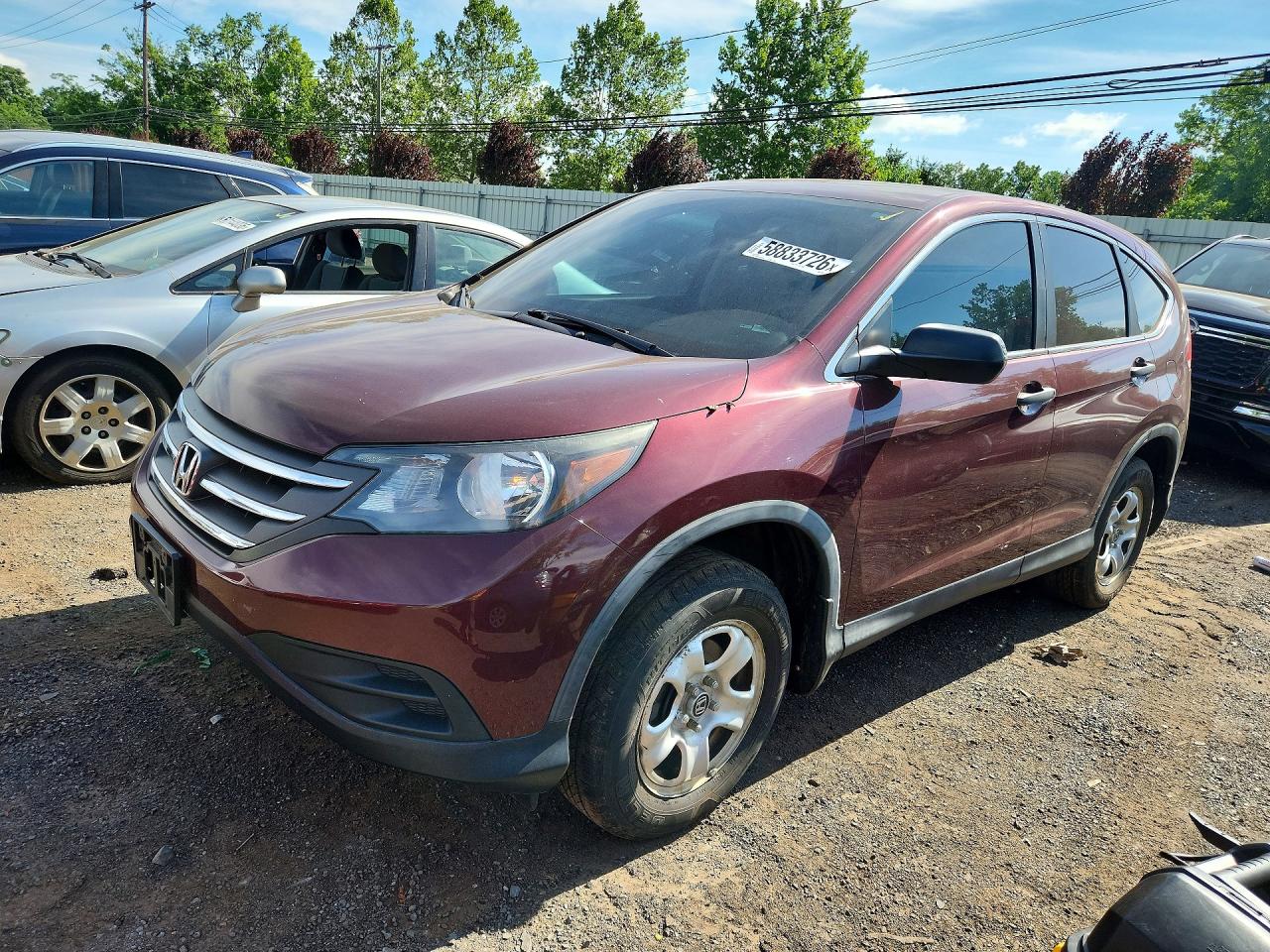 2014 Honda Cr-v Lx Burgundy vin: 5J6RM4H30EL098979