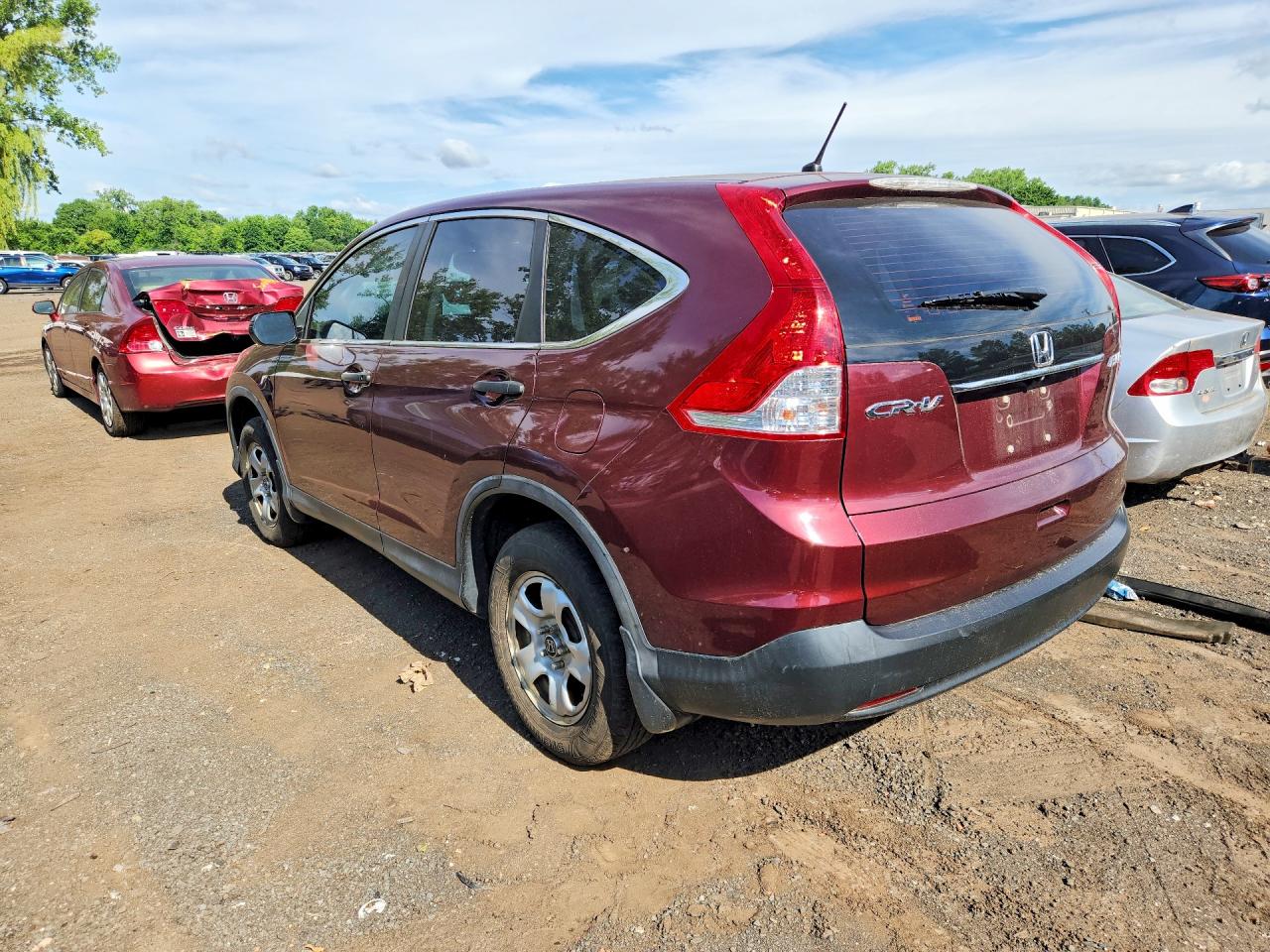 2014 Honda Cr-v Lx Burgundy vin: 5J6RM4H30EL098979