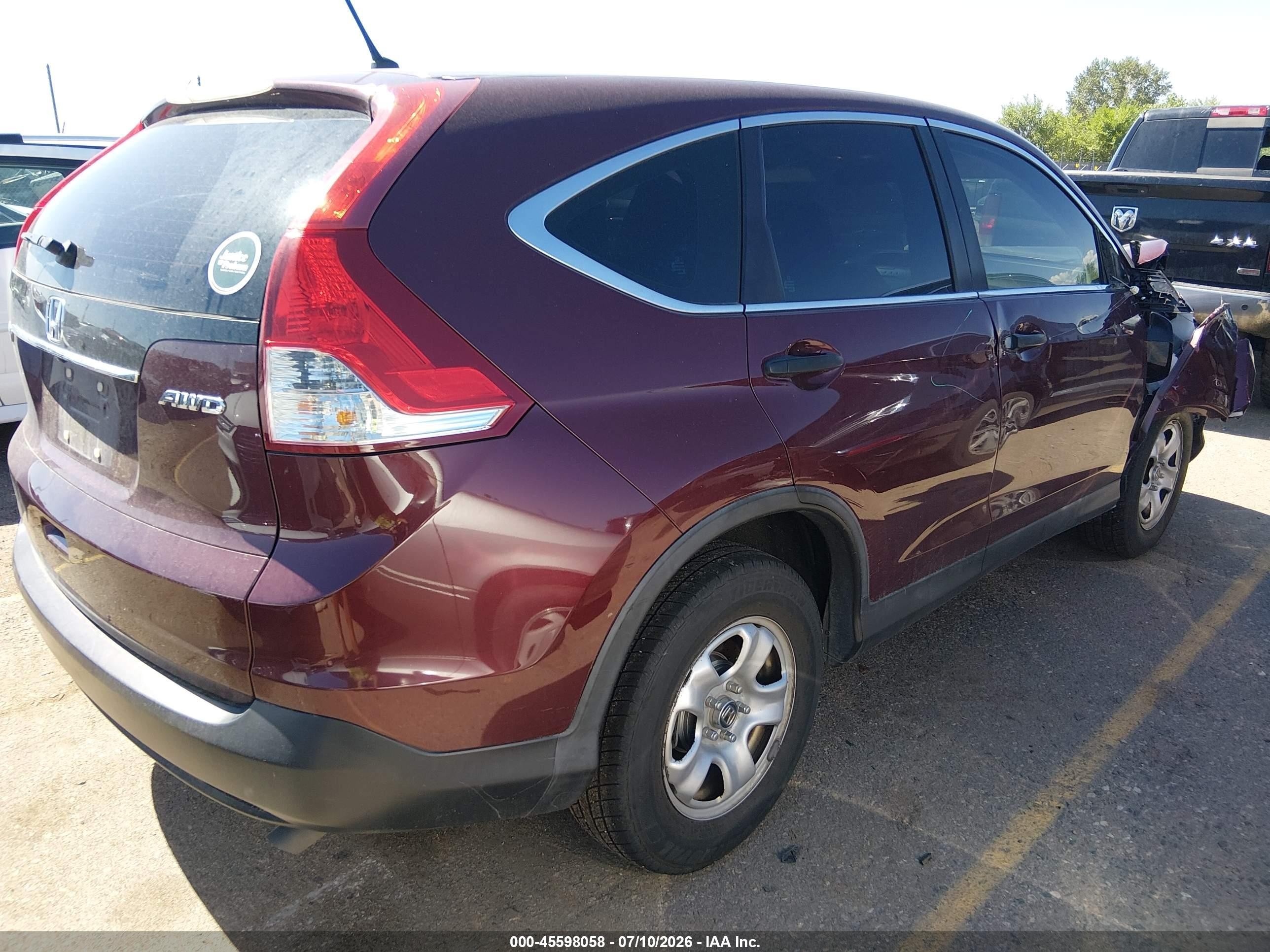 2014 Honda Cr-v Lx Maroon vin: 5J6RM4H30EL102593
