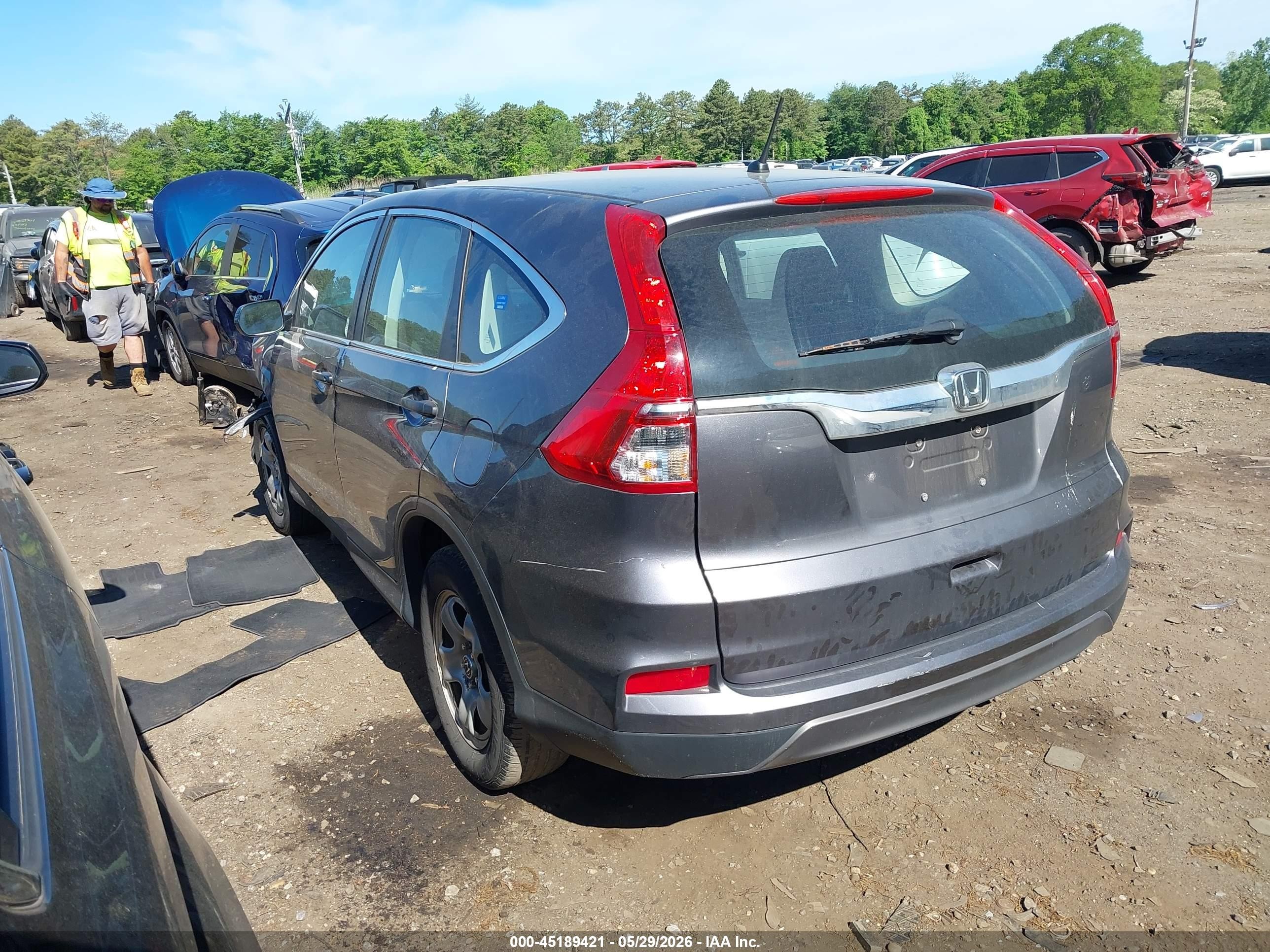 2015 Honda Cr-v Lx Gray vin: 5J6RM4H30FL006125