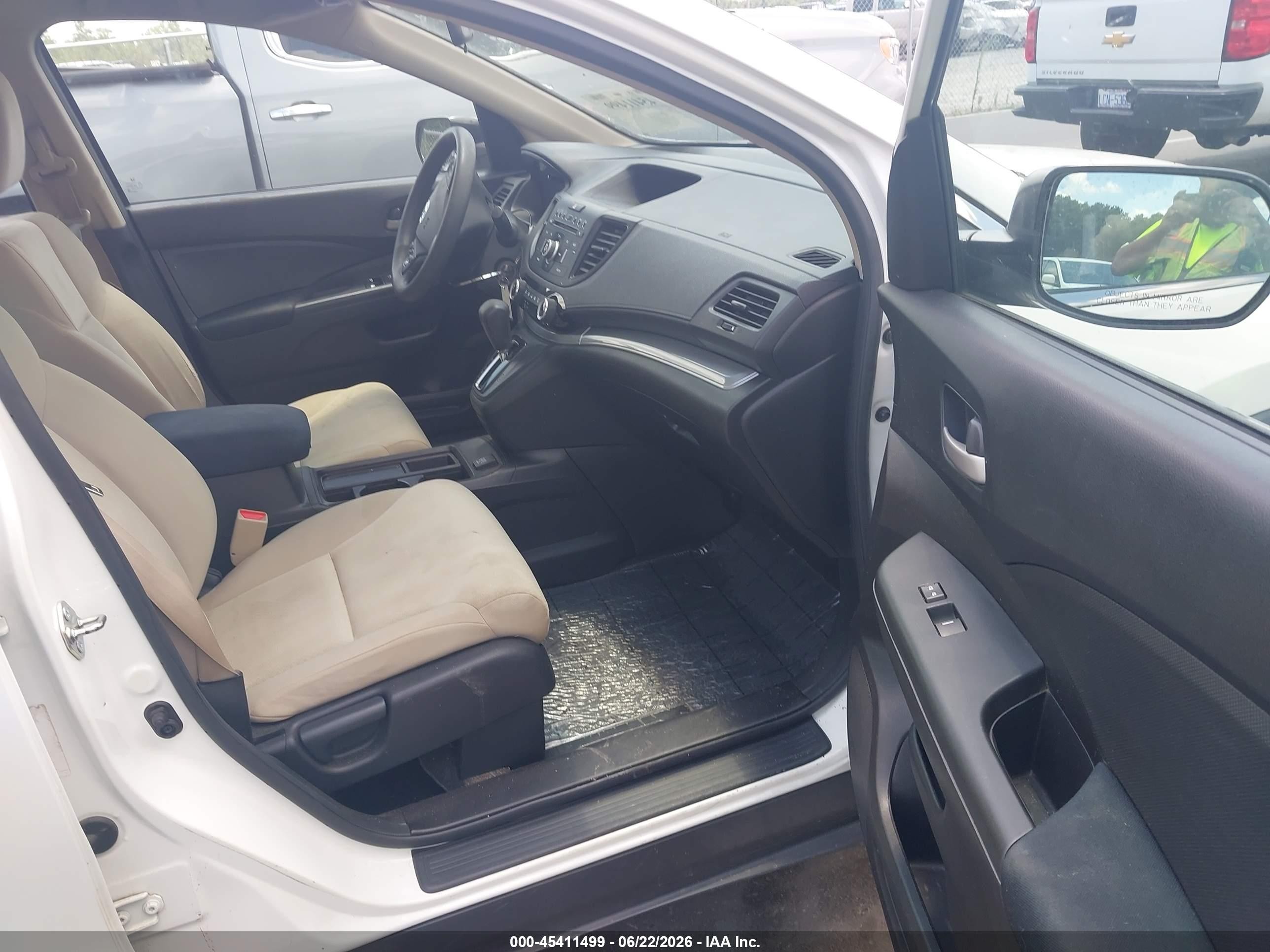 2015 Honda Cr-v Lx White vin: 5J6RM4H30FL025564