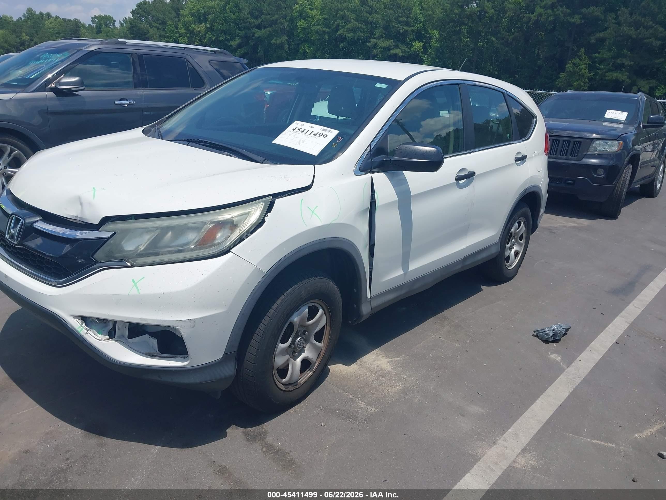 2015 Honda Cr-v Lx White vin: 5J6RM4H30FL025564
