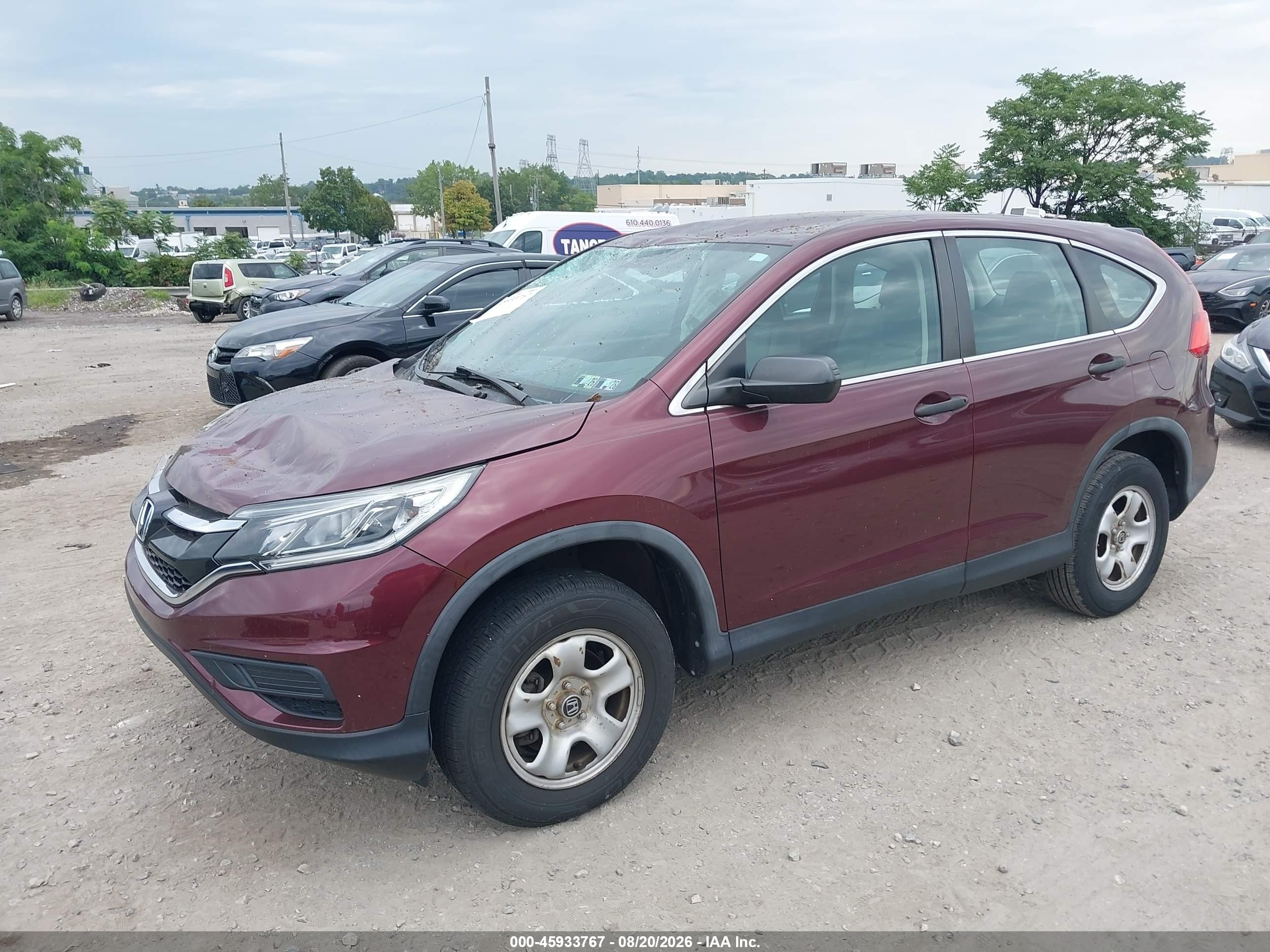2015 Honda Cr-v Lx Maroon vin: 5J6RM4H30FL076059