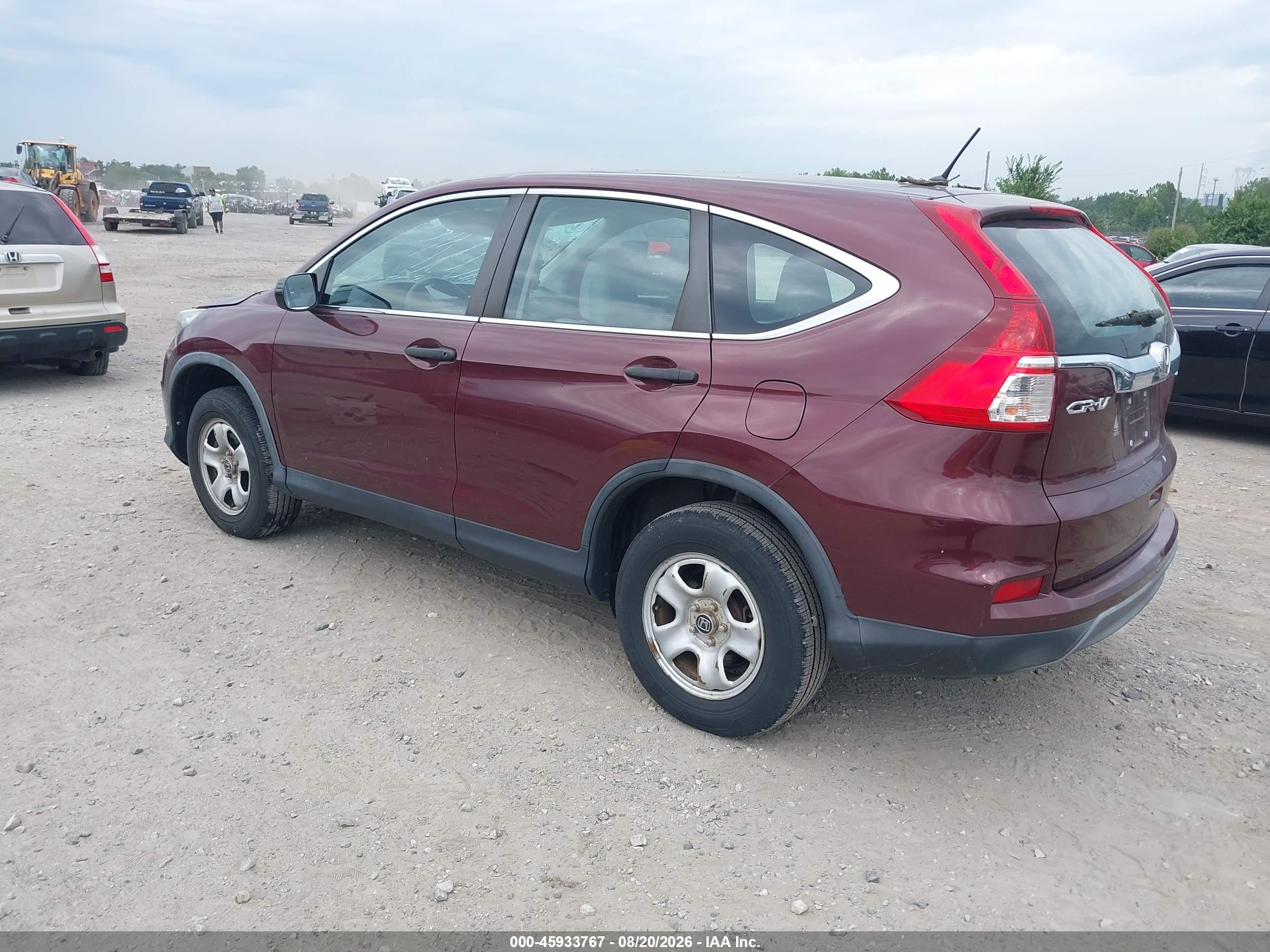 2015 Honda Cr-v Lx Maroon vin: 5J6RM4H30FL076059