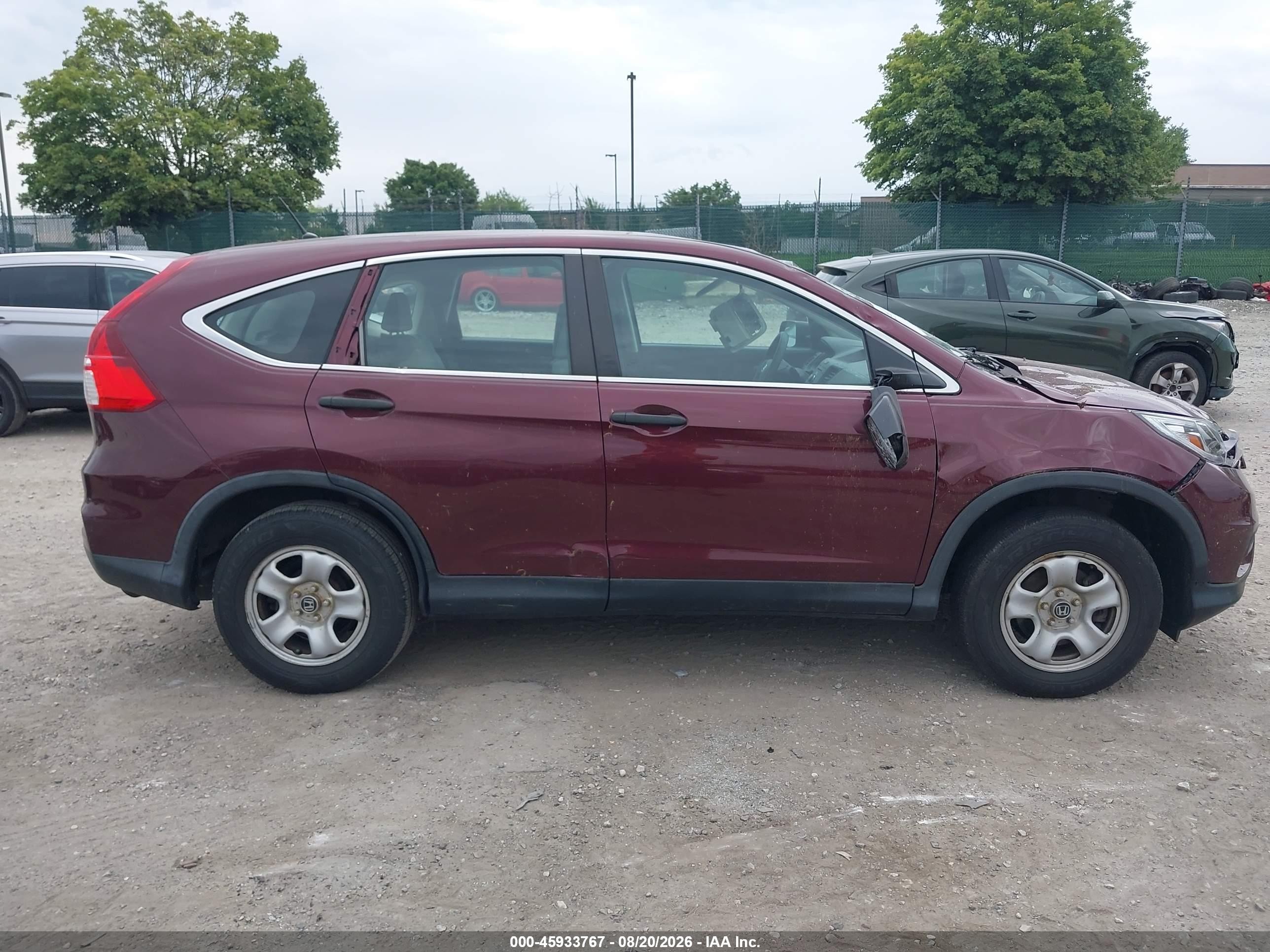 2015 Honda Cr-v Lx Maroon vin: 5J6RM4H30FL076059