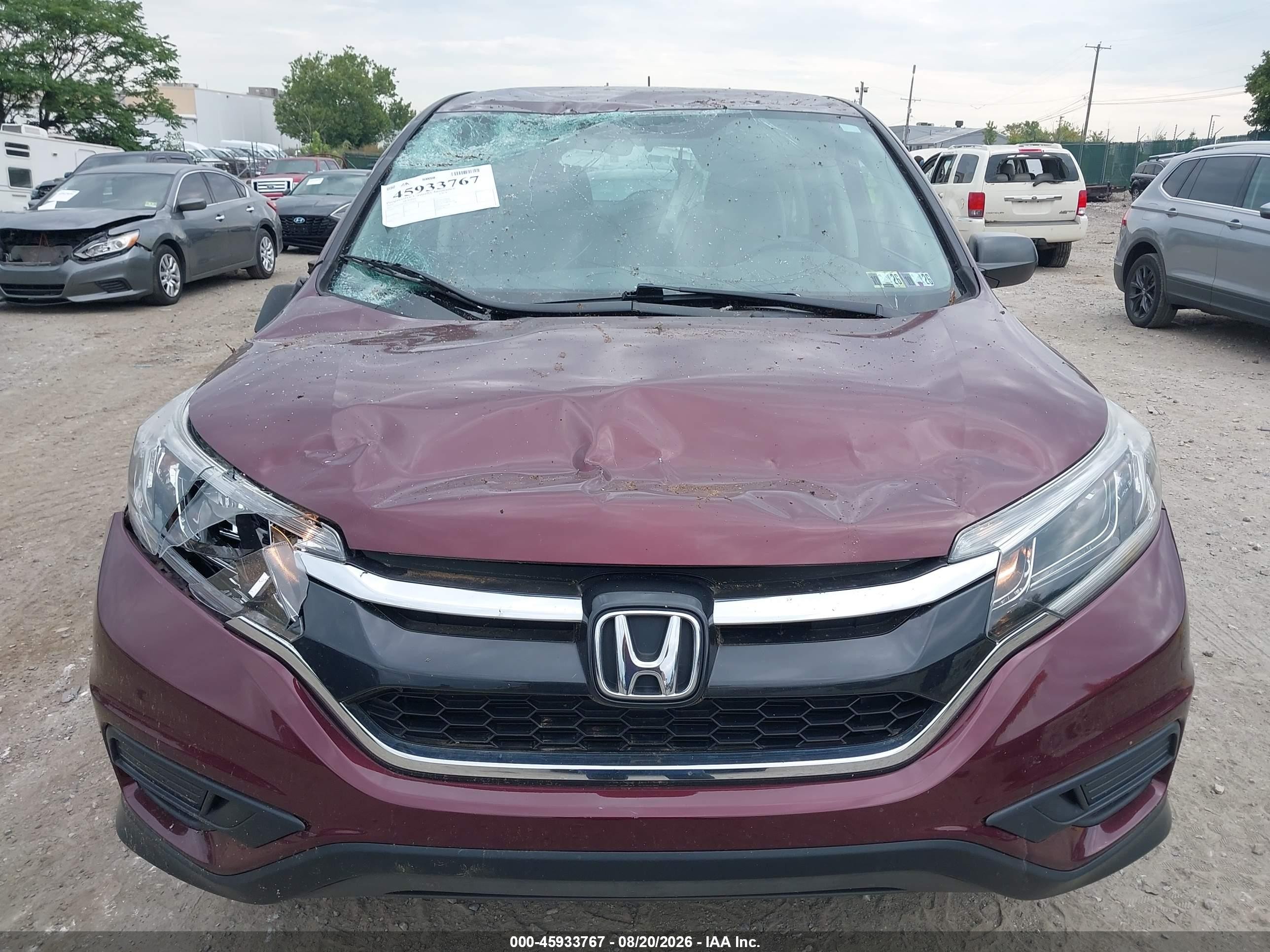 2015 Honda Cr-v Lx Maroon vin: 5J6RM4H30FL076059