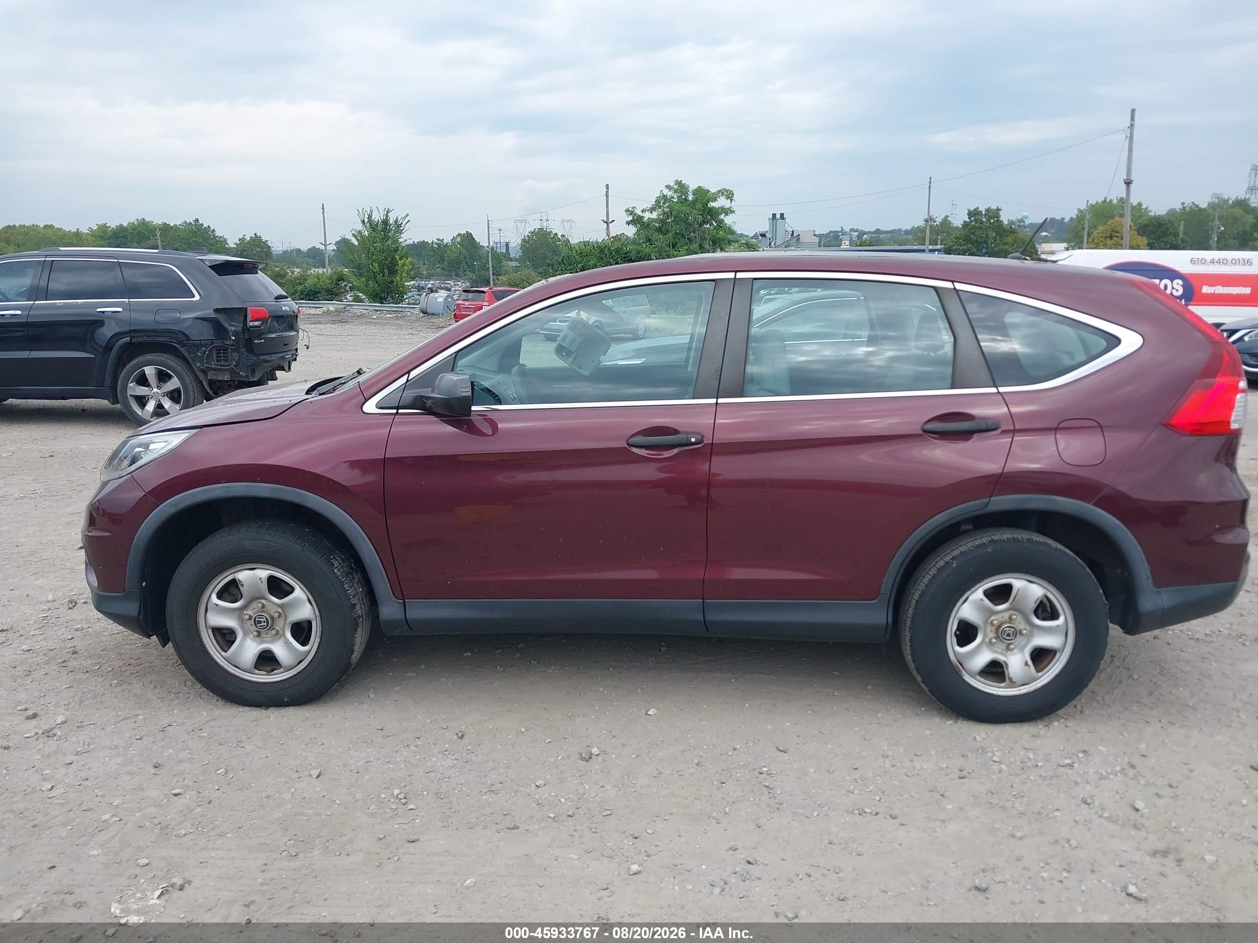 2015 Honda Cr-v Lx Maroon vin: 5J6RM4H30FL076059