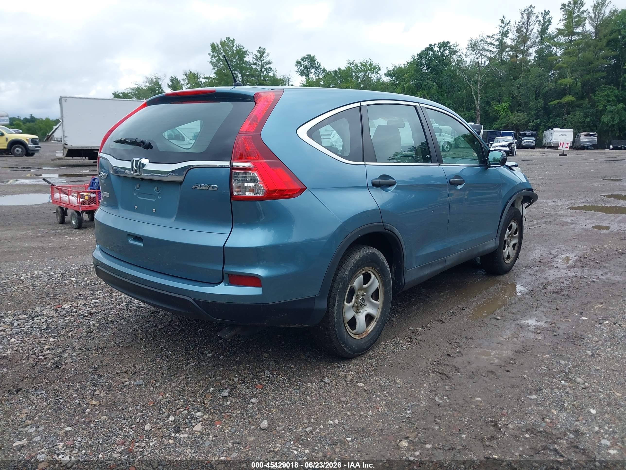 2015 Honda Cr-v Lx Blue vin: 5J6RM4H30FL076868