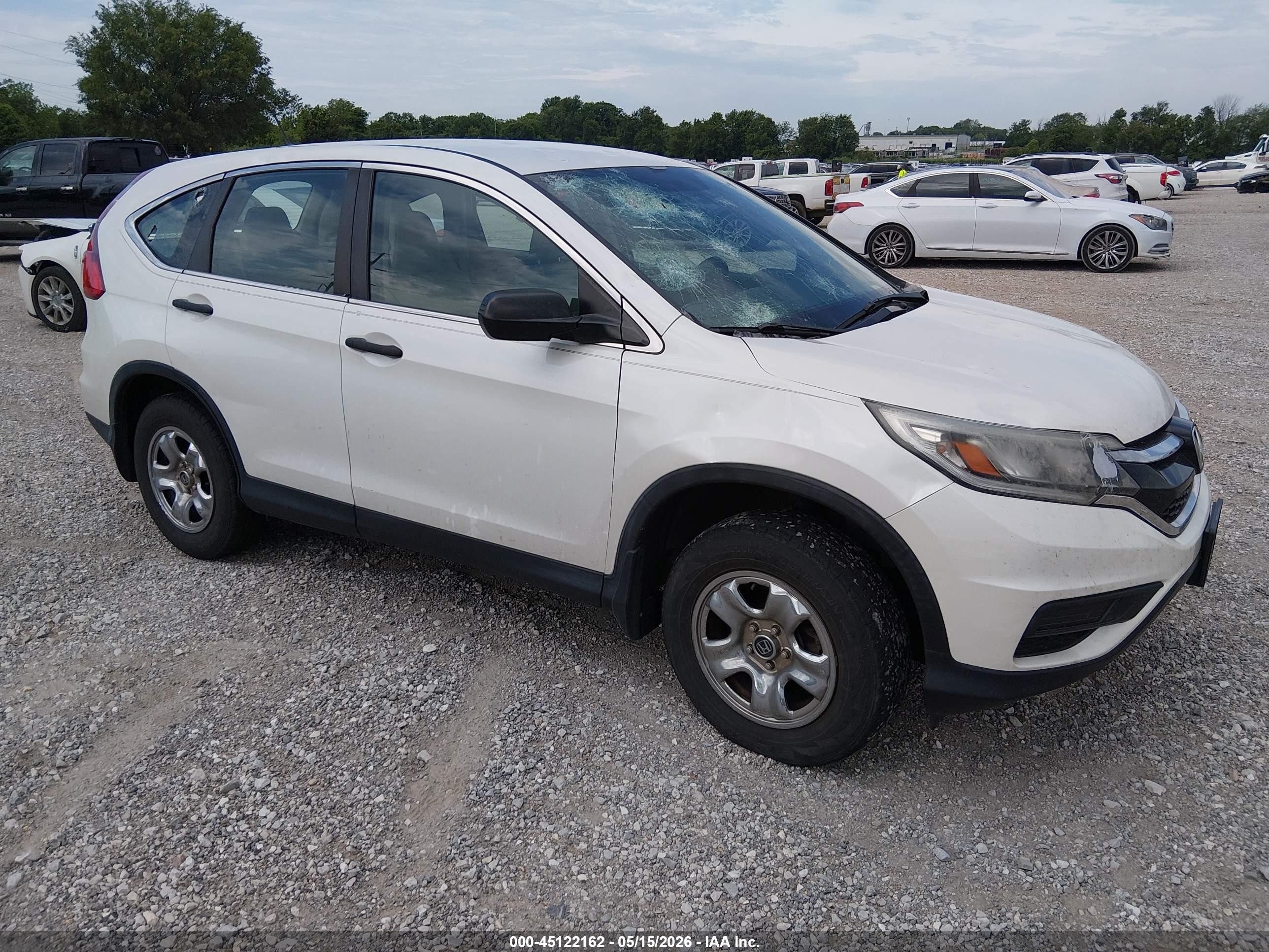 2015 Honda Cr-v Lx White vin: 5J6RM4H30FL097123