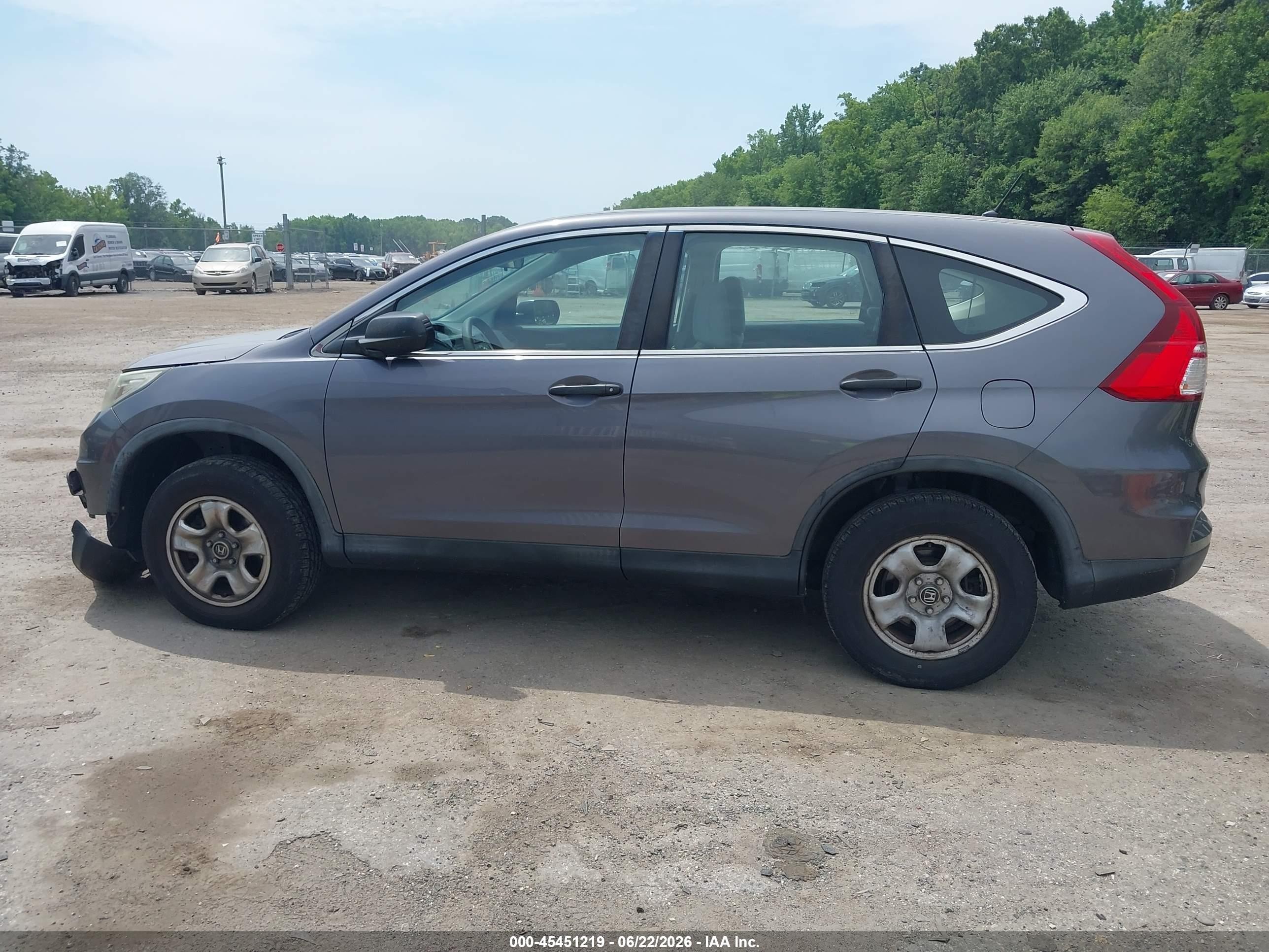 2015 Honda Cr-v Lx Gray vin: 5J6RM4H30FL102241